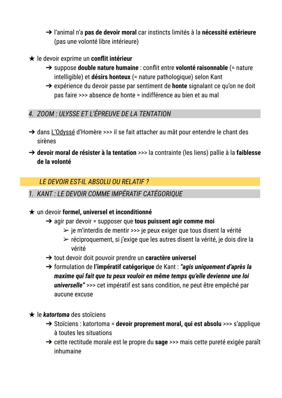 Le devoir
définition devoir :
1. au sens courant, action à venir et qui obéit à une obligation ou à une règle ("ce que
l'on doit faire")
2. 