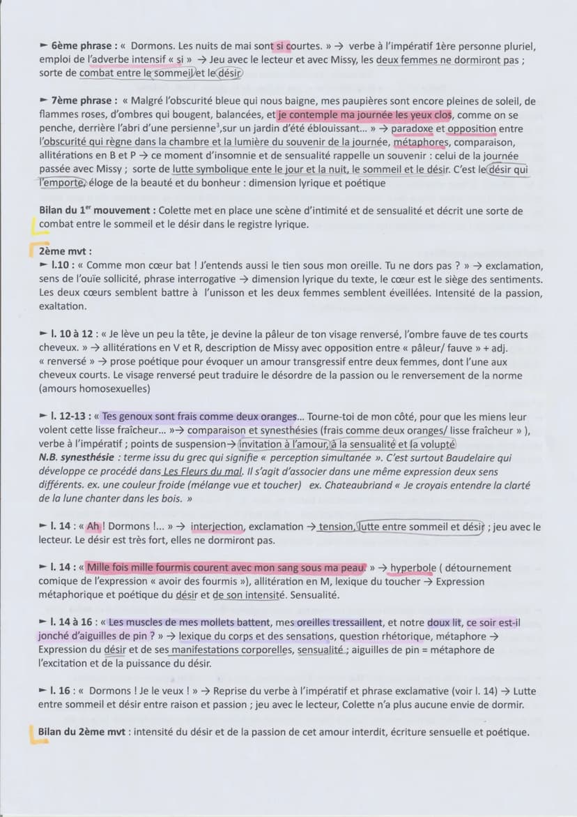 En quoi ce texte célèbre-t-il
le désir et la sensualité ?
mauv 1 Colette met en place
e. 1ag le cadre de cette
(Nuit blanche le désir
se rév