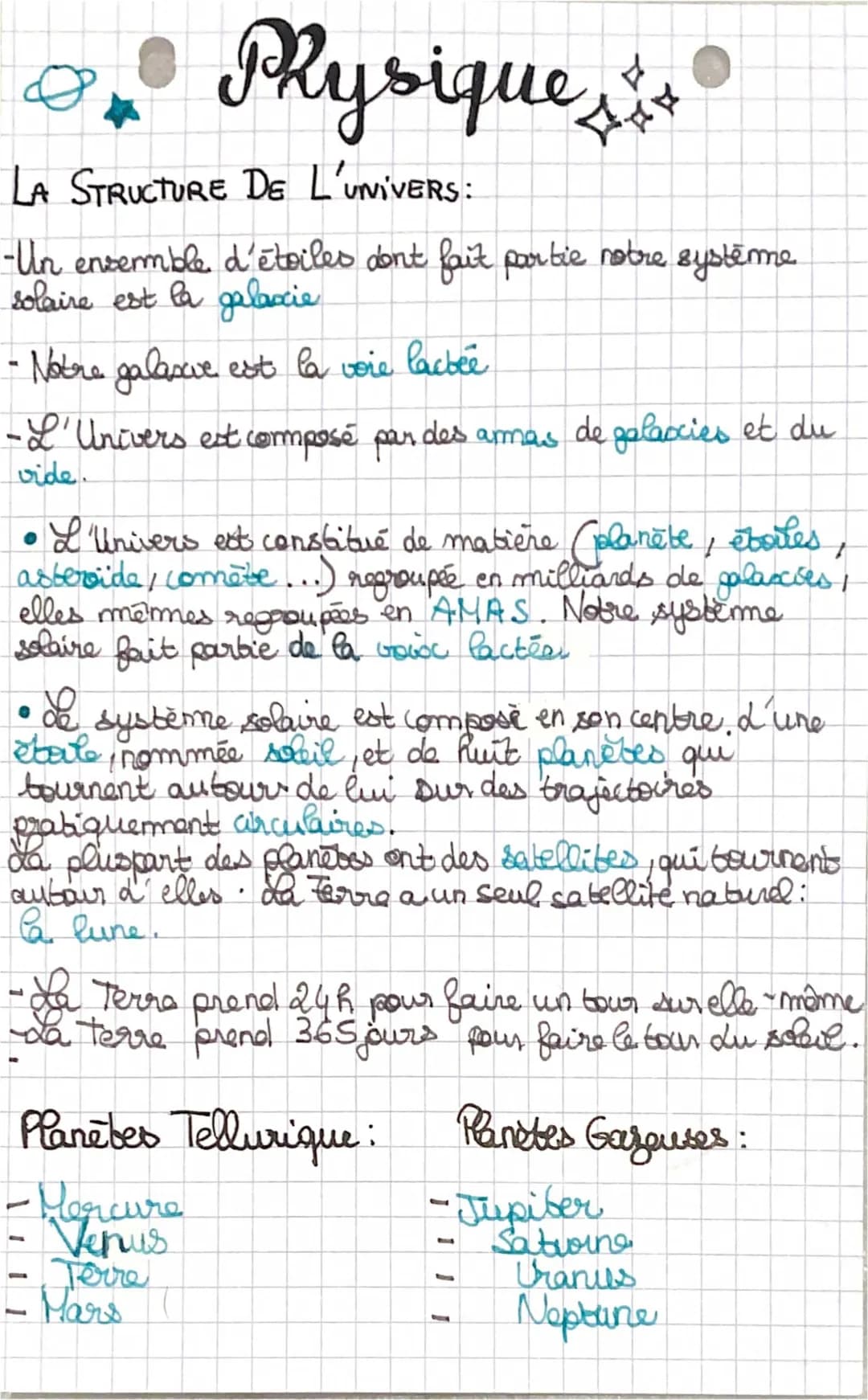 La structure de l'univers: fiche de révision physique 3eme PDF