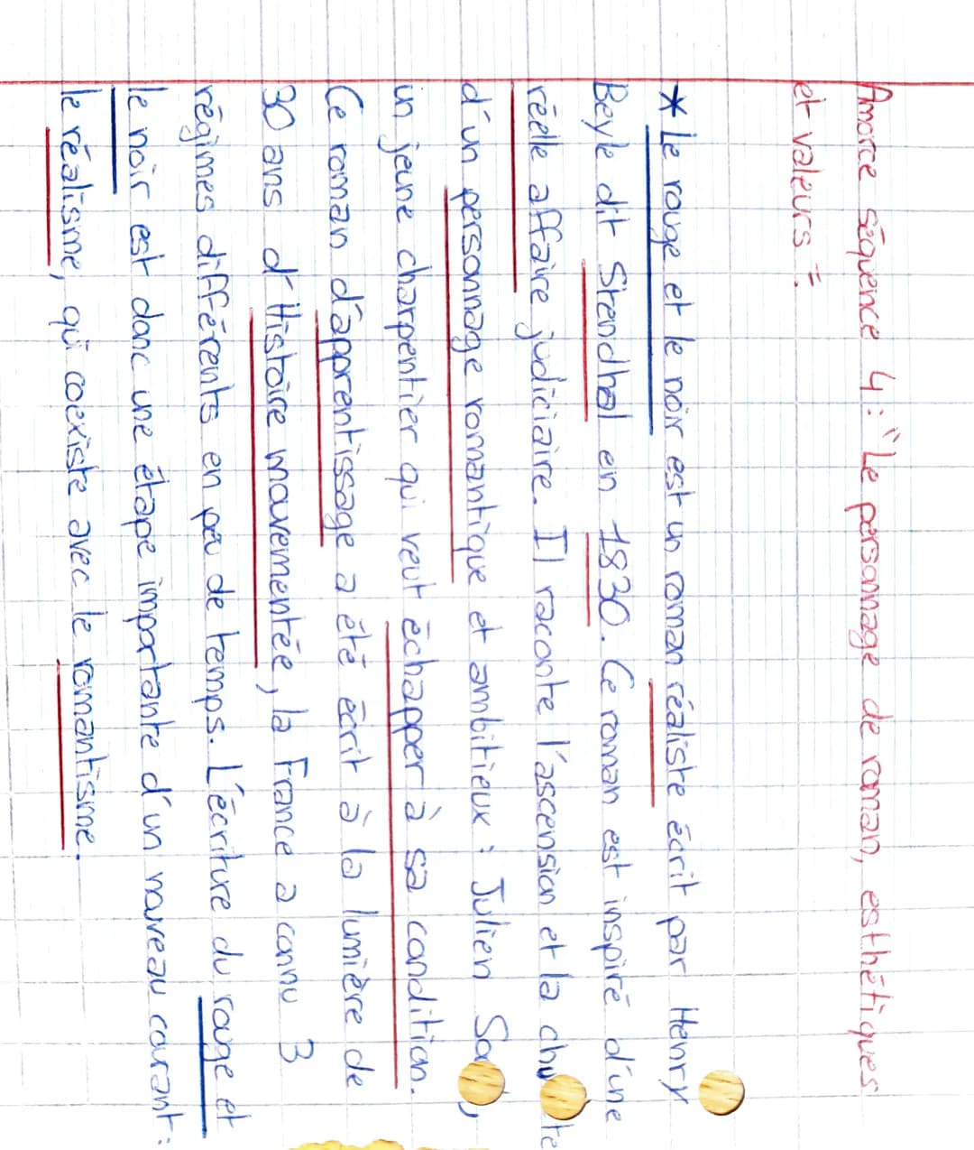 Amorce séquence 4: "Le personnage de roman, esthétiques
let valeurs F
*Le
rouge
et le noir est un roman réaliste écrit par Henry
Beyle dit S
