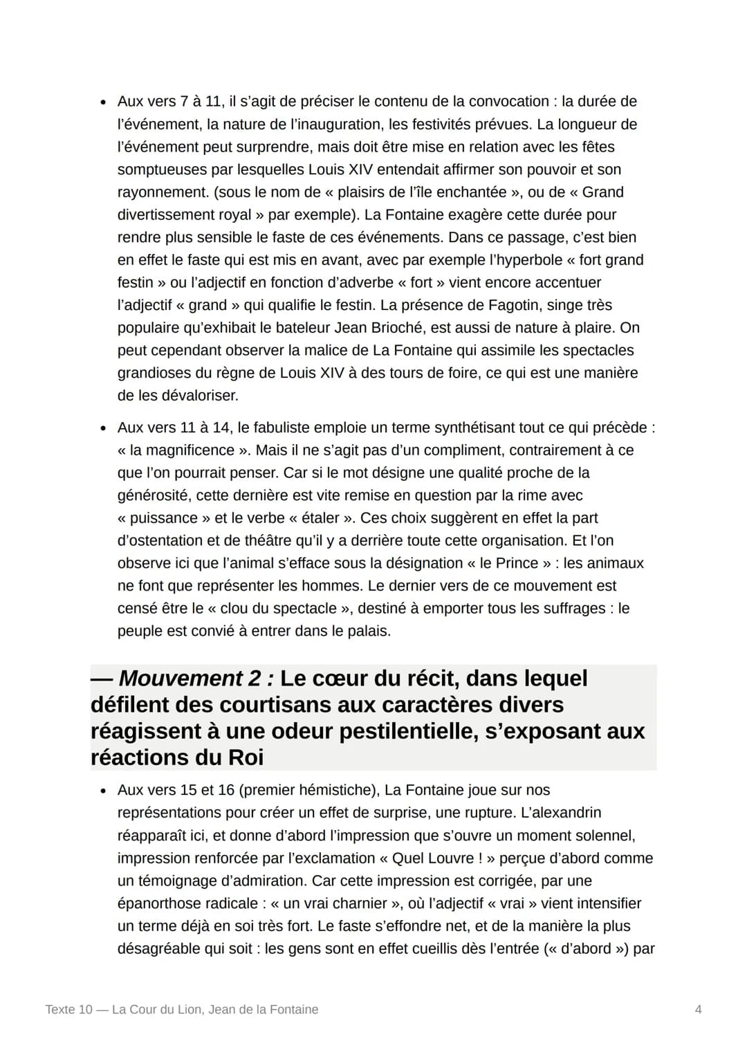 Texte 10 - La Cour du Lion,
Jean de la Fontaine
Texte :
Sa Majesté Lionne un jour voulut connaître
De quelles nations le Ciel l'avait fait m