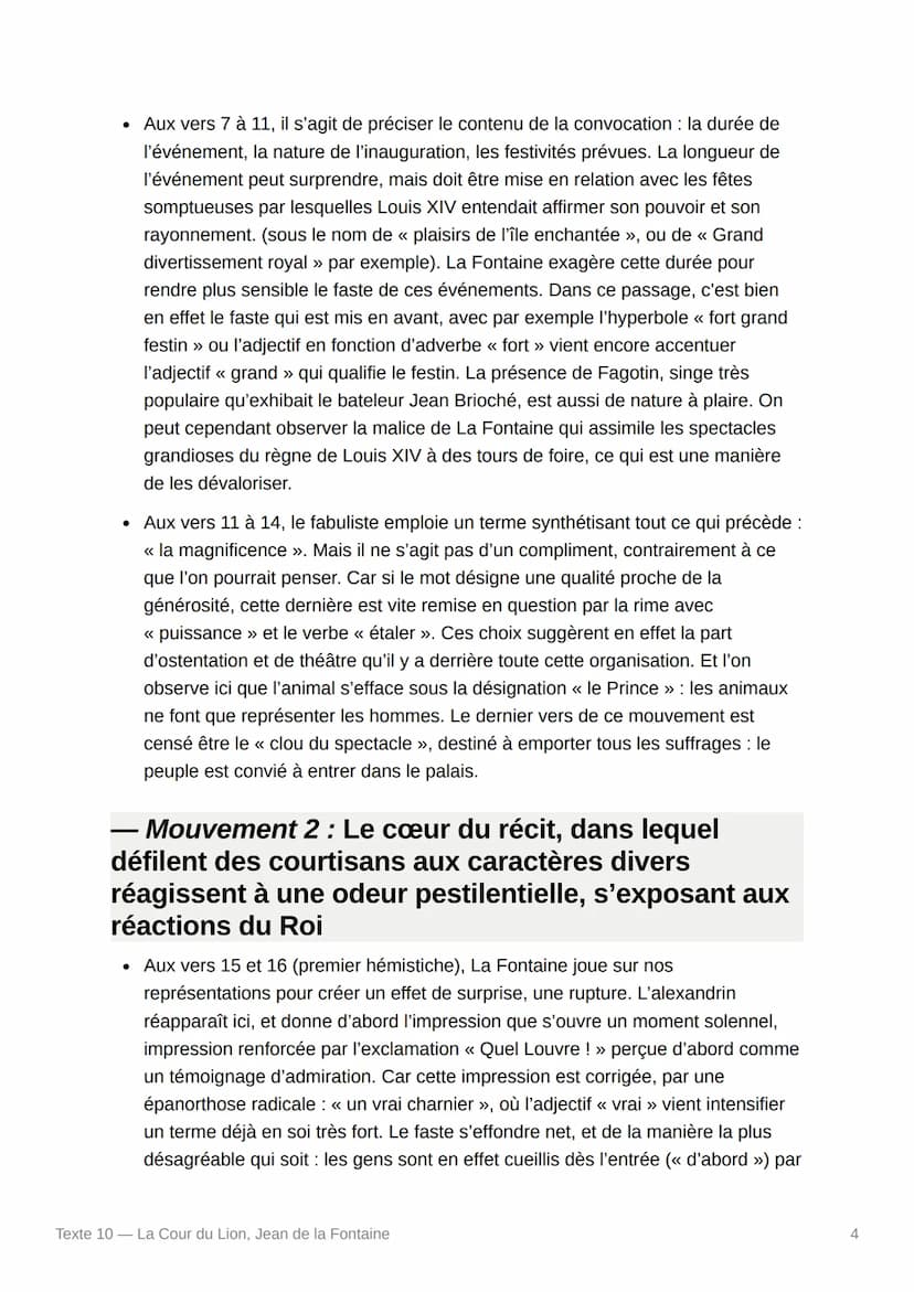 Texte 10 - La Cour du Lion,
Jean de la Fontaine
Texte :
Sa Majesté Lionne un jour voulut connaître
De quelles nations le Ciel l'avait fait m