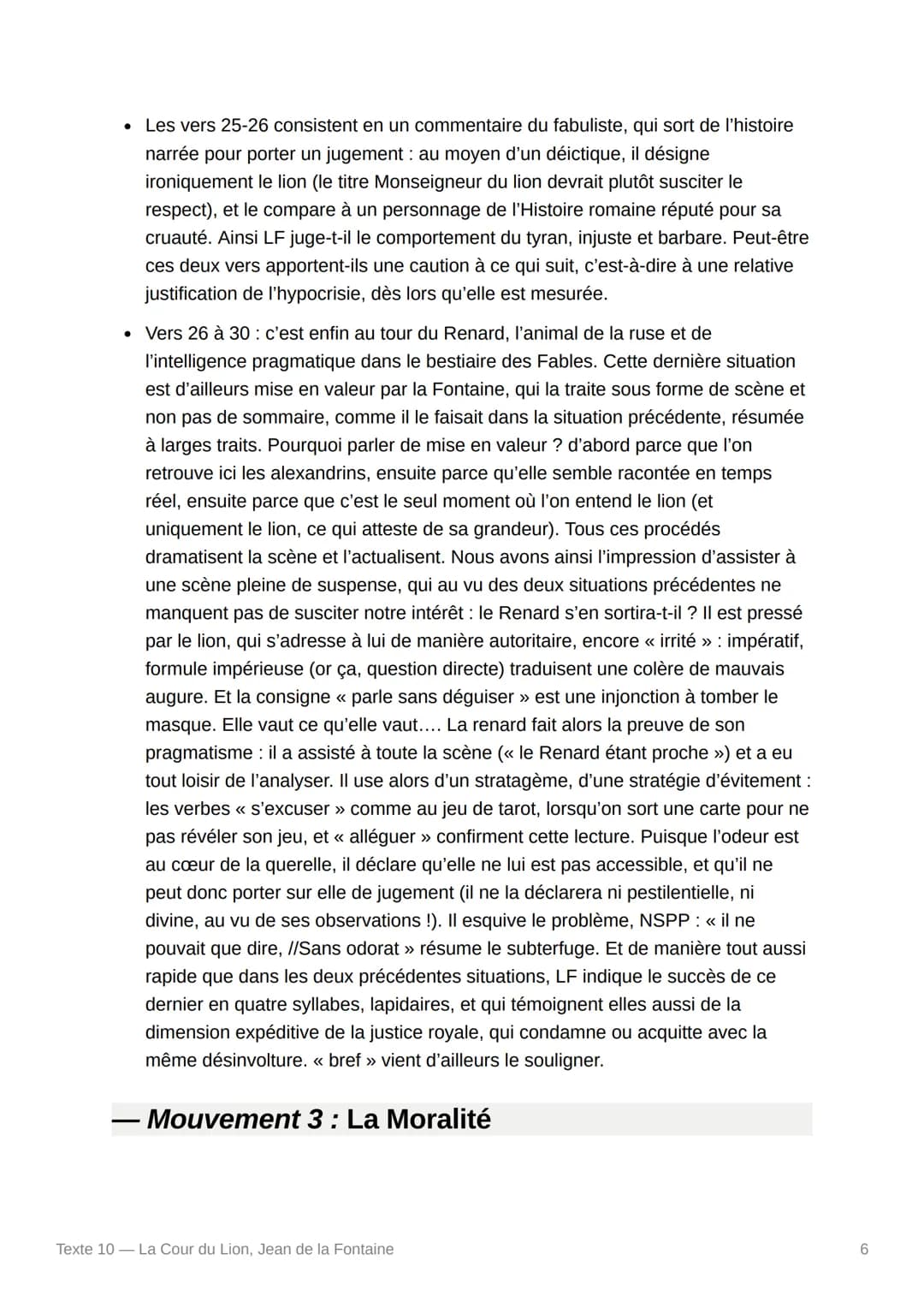 Texte 10 - La Cour du Lion,
Jean de la Fontaine
Texte :
Sa Majesté Lionne un jour voulut connaître
De quelles nations le Ciel l'avait fait m