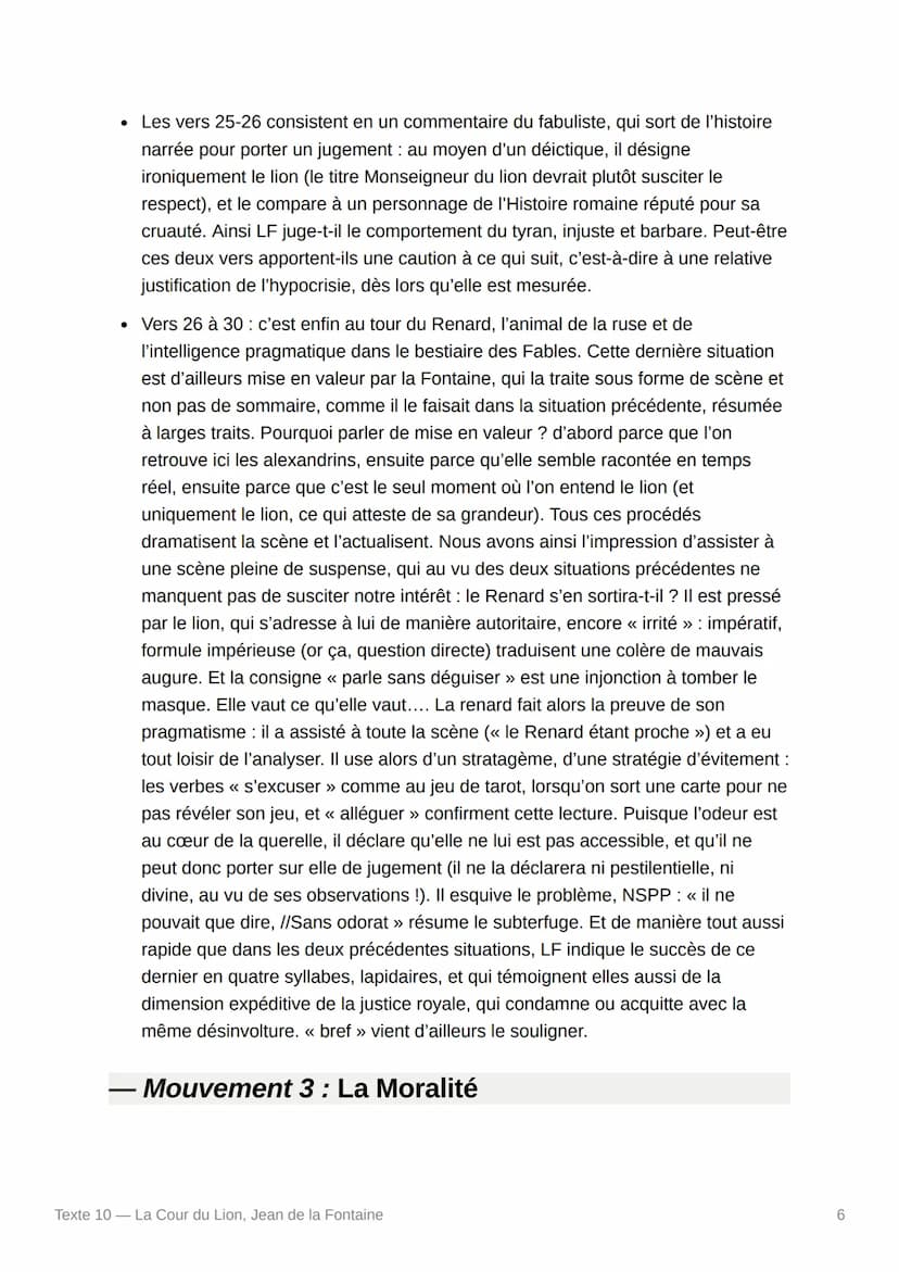 Texte 10 - La Cour du Lion,
Jean de la Fontaine
Texte :
Sa Majesté Lionne un jour voulut connaître
De quelles nations le Ciel l'avait fait m