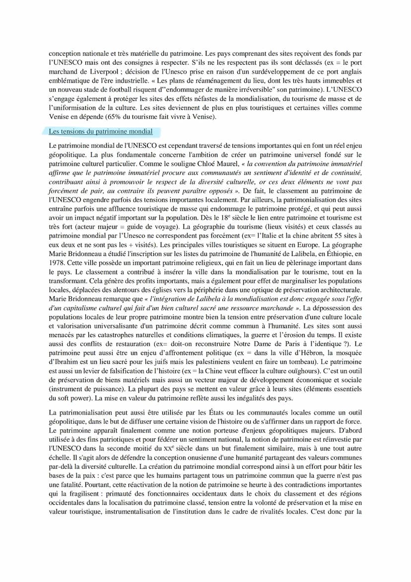 LE PATRMOINE HGGSP
Le terme patrimoine désigne initialement ce que le père transmet à ses enfants. Le terme inclut donc l'idée
de préservati