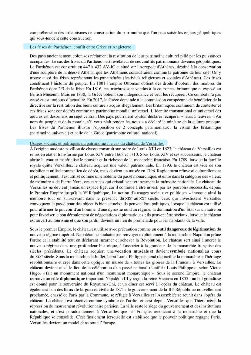LE PATRMOINE HGGSP
Le terme patrimoine désigne initialement ce que le père transmet à ses enfants. Le terme inclut donc l'idée
de préservati