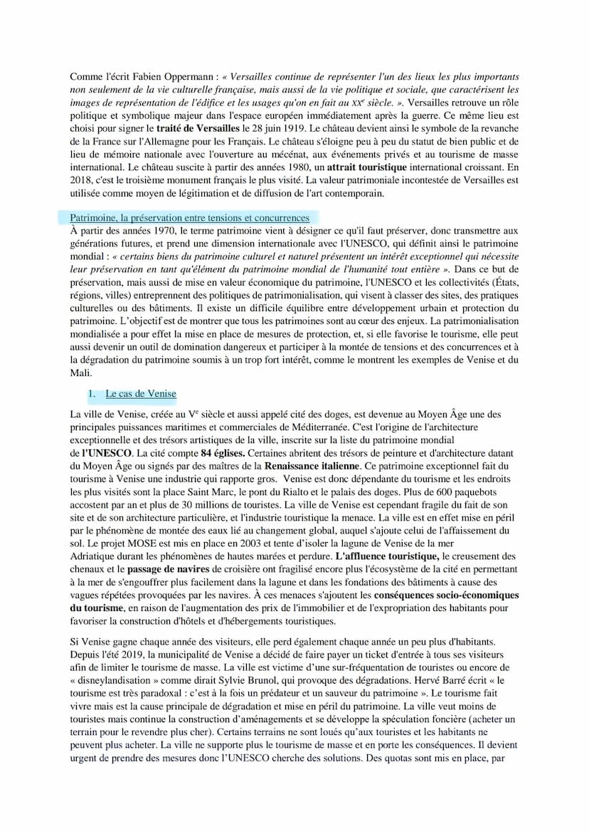 LE PATRMOINE HGGSP
Le terme patrimoine désigne initialement ce que le père transmet à ses enfants. Le terme inclut donc l'idée
de préservati