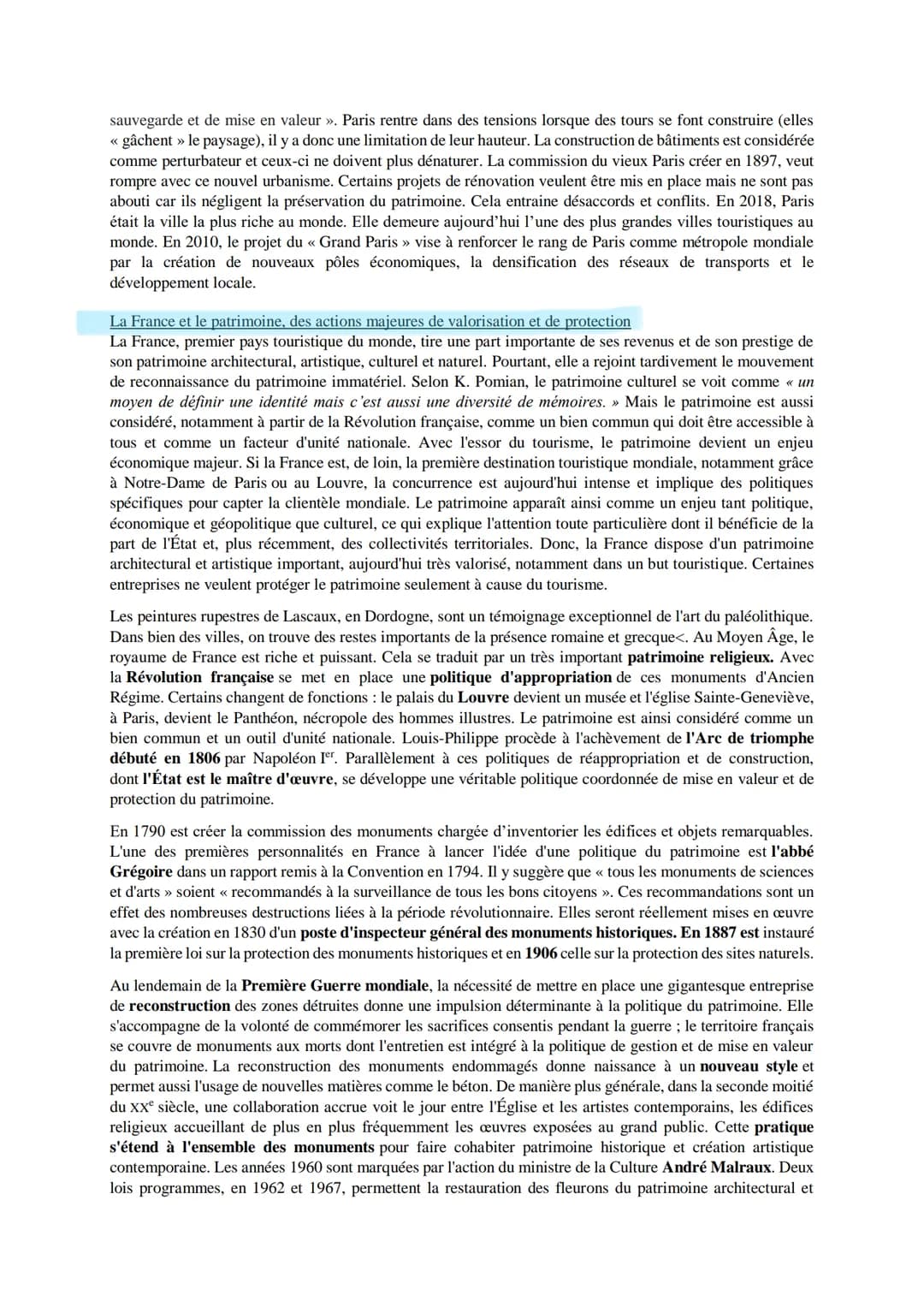 LE PATRMOINE HGGSP
Le terme patrimoine désigne initialement ce que le père transmet à ses enfants. Le terme inclut donc l'idée
de préservati