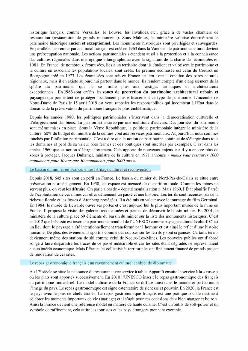 LE PATRMOINE HGGSP
Le terme patrimoine désigne initialement ce que le père transmet à ses enfants. Le terme inclut donc l'idée
de préservati