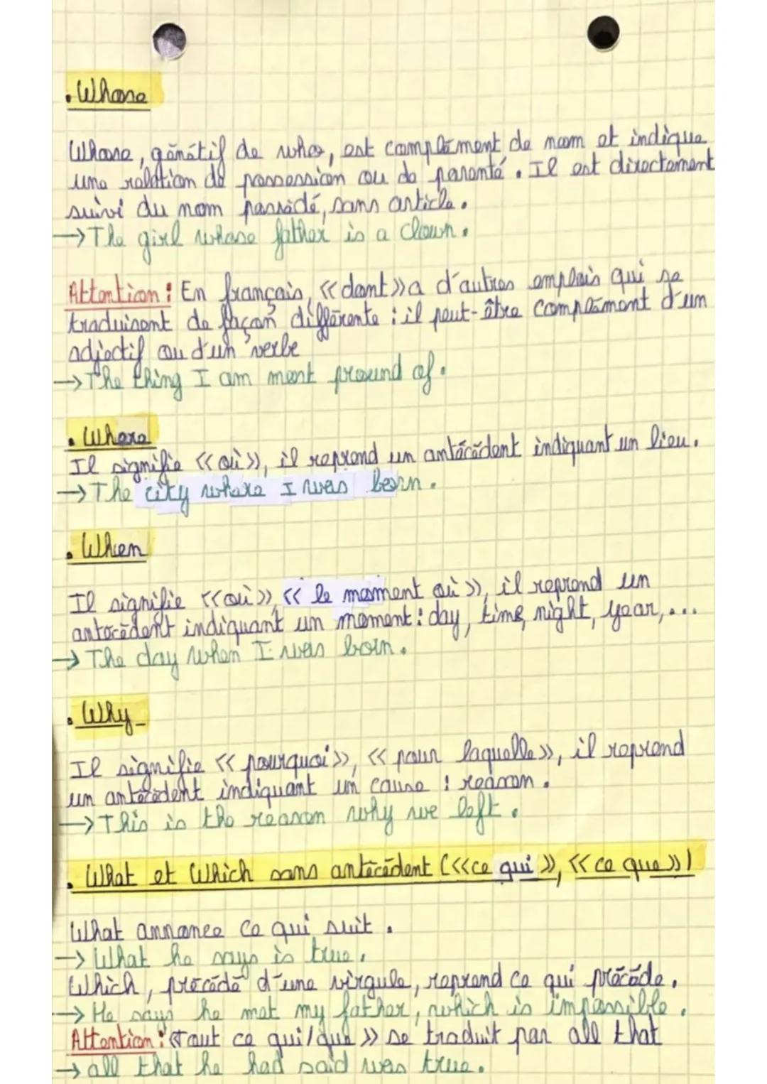 Anglais
Propositions relatives
Elle dépend d'un nom : l'antécédent.
• Chaisc du relatif.
Pour chaisix le pronam relatif,
com doit se demande