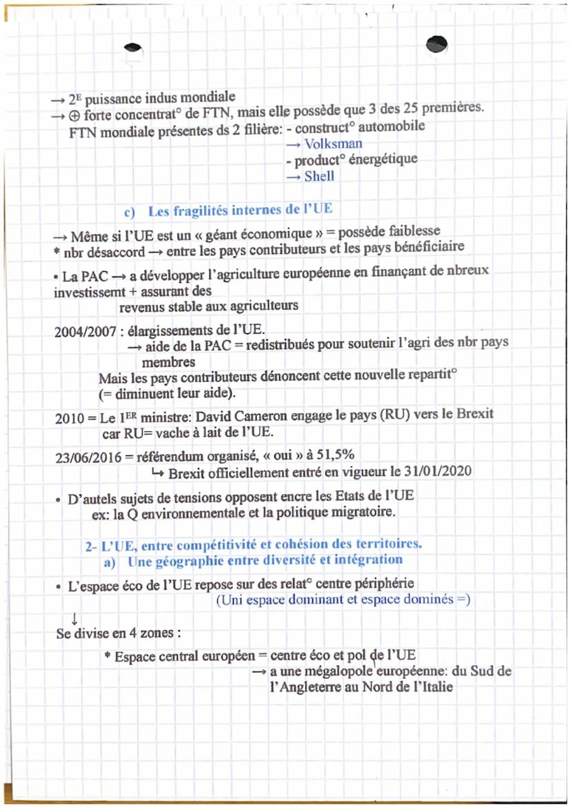 Chapitre 5 et 6 geographie
L'union européenne dans la mondialisation des dynamique complexes.
Intro: → L'UE est une organisation éco, pol et