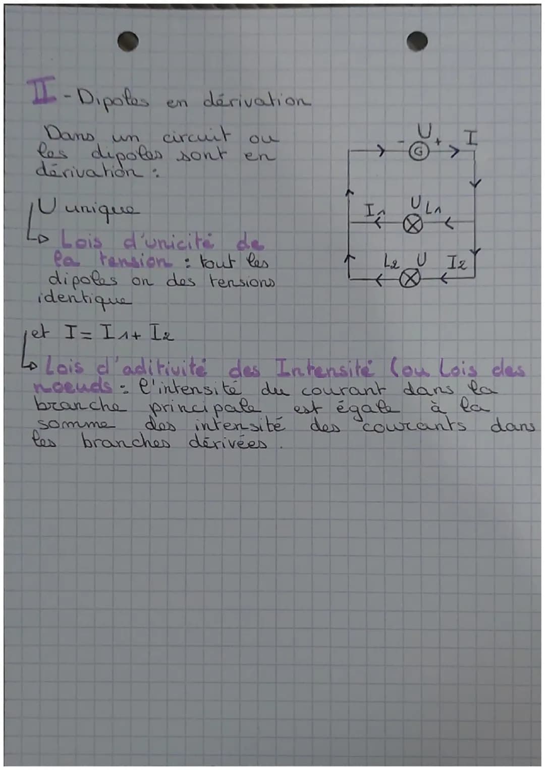 PHYSIQUE-CHIMIE
les lois de l'intensité
et de la tension
dans le circuit
I-Dipoles
en série
un circuit
les dypoles sont
série
Dans
Au
en
aux