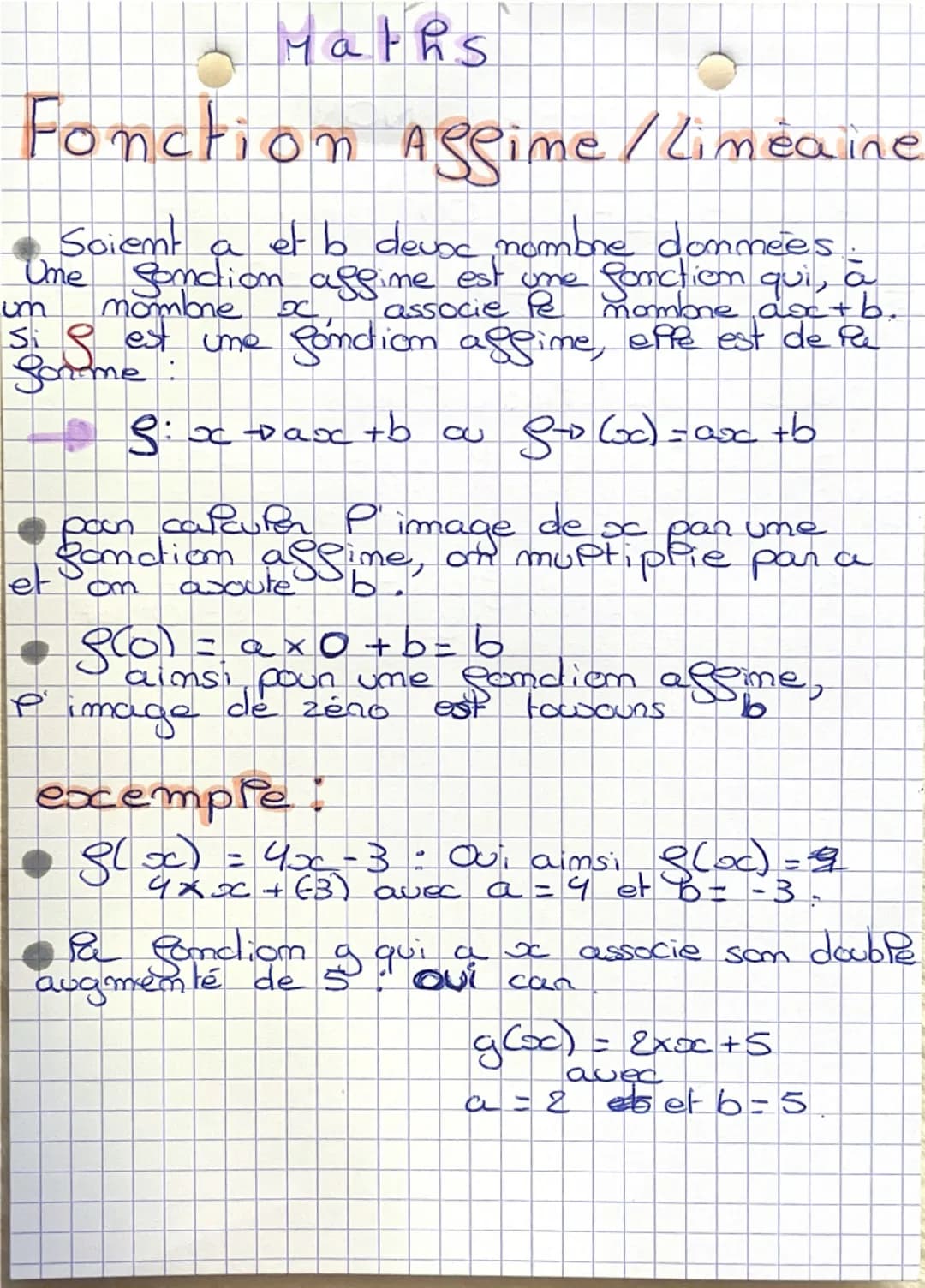 Maths
Fonction Aggime / Limeaine
Soient a et b devse nombre dommées.
Une Sandion afgime est une fonction qui, à
um mombone
associe pe mombre