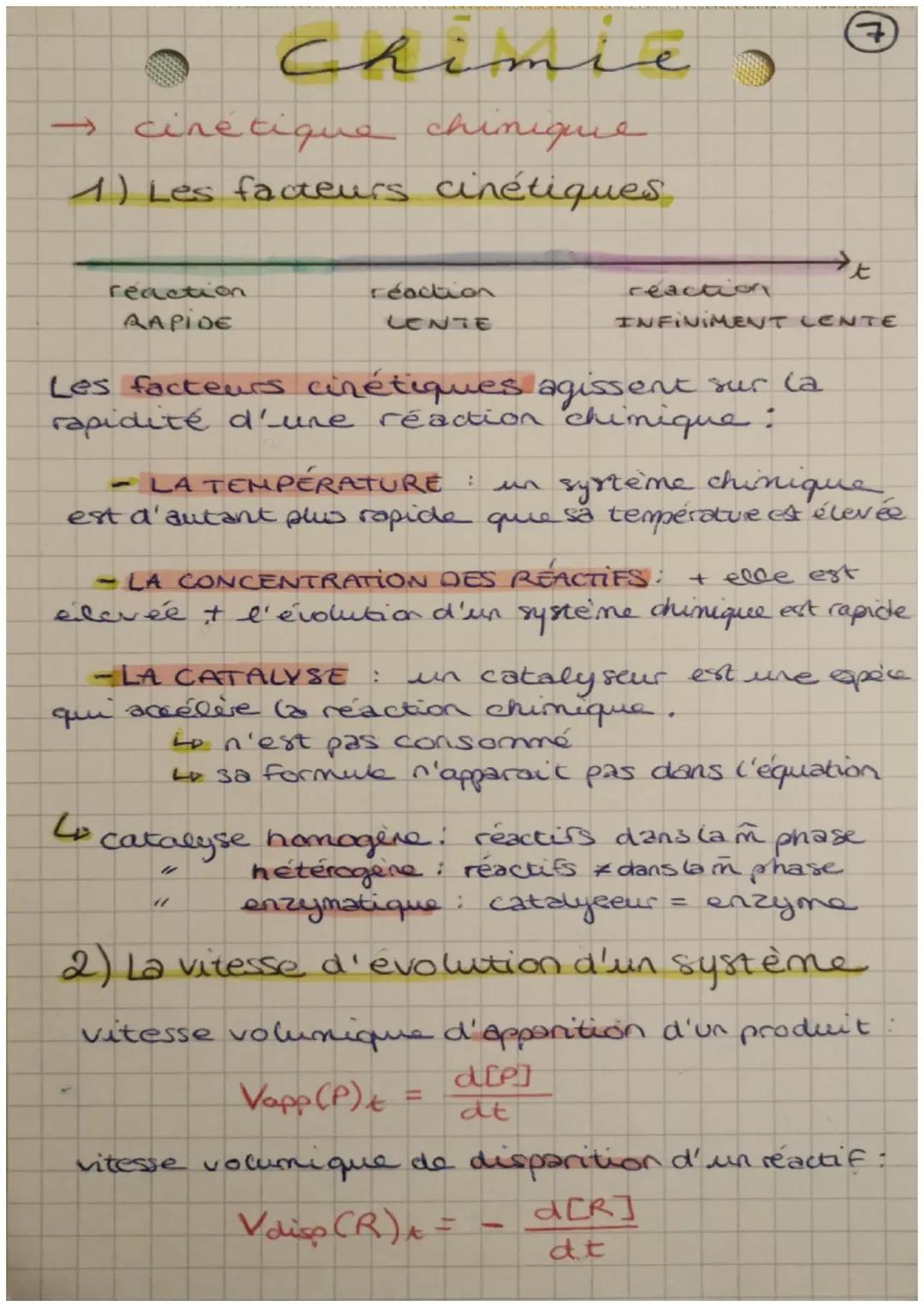 # Chimie

→ cinétique chimique

1) Les facteurs cinétiques

réaction
RAPIDE
réaction
LENTE
réaction
INFINIMENT LENTE

Les facteurs cinétique
