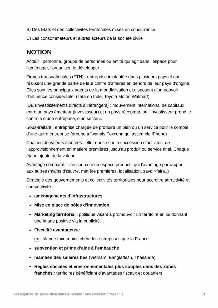 Les espaces de production
dans le monde : une diversité
croissante
Comment la mondialisation, en hiérarchisant les territoires,
réorganise-t