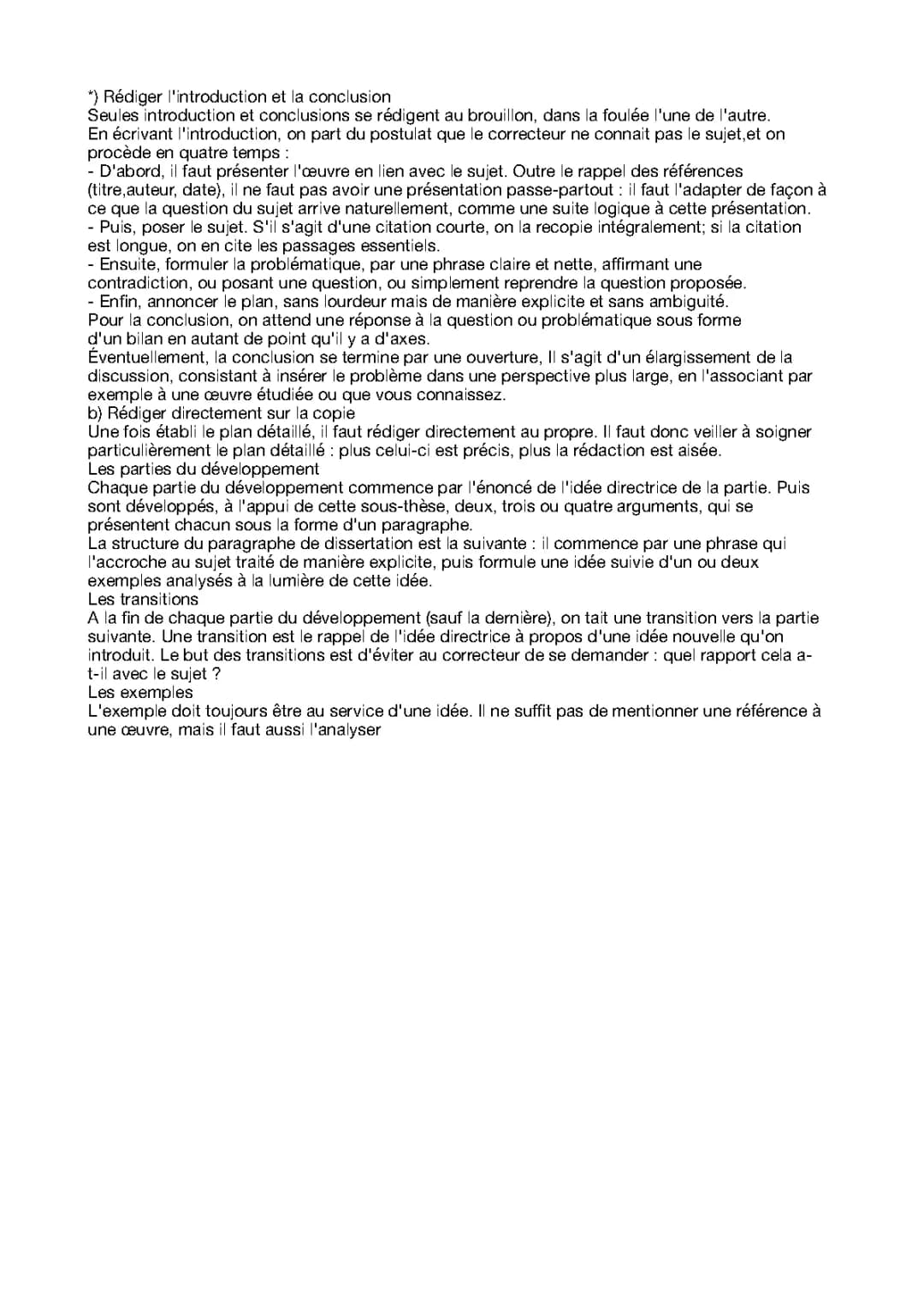 BIEN RÉDIGER SA DISSERTATION OU SON COMMENTAIRE 