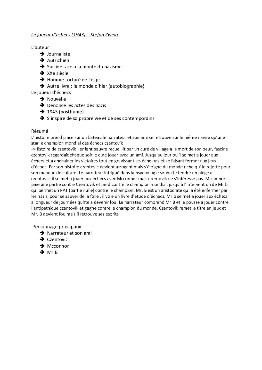 Découvre Le Joueur d'Échecs : Résumé et Personnages Principaux