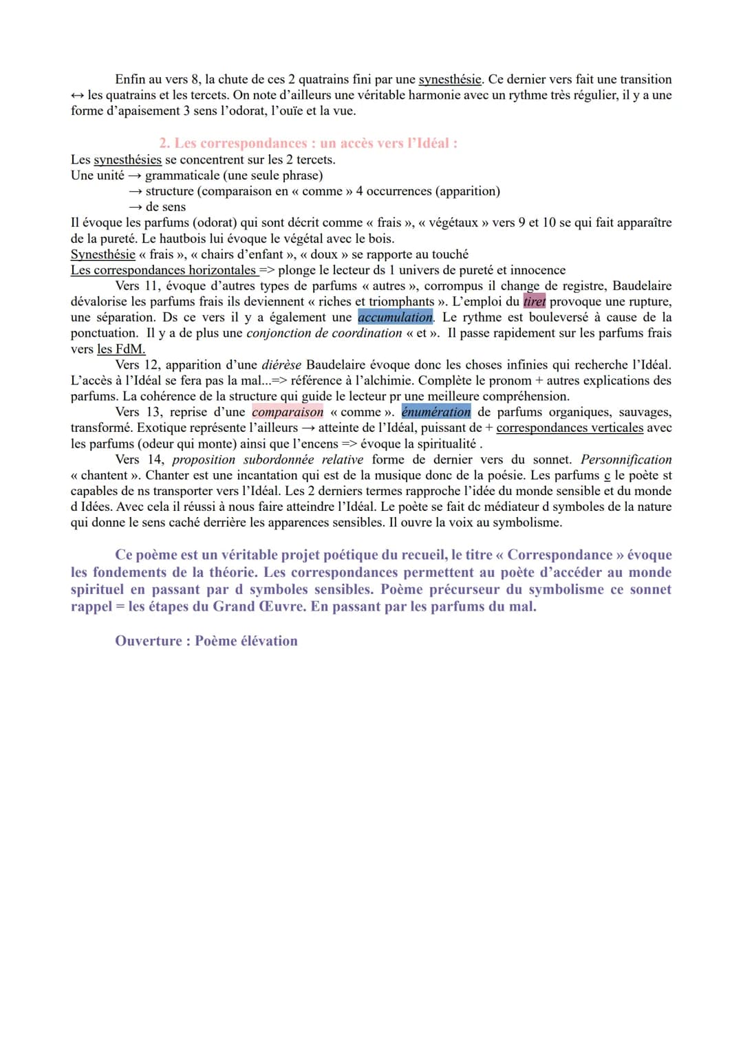 1
5
10
LA n°1 : << Correspondance », Les Fleurs du Mal; Charles
Baudelaire.
Correspondance
La Nature est un temple où de vivants piliers
Lai