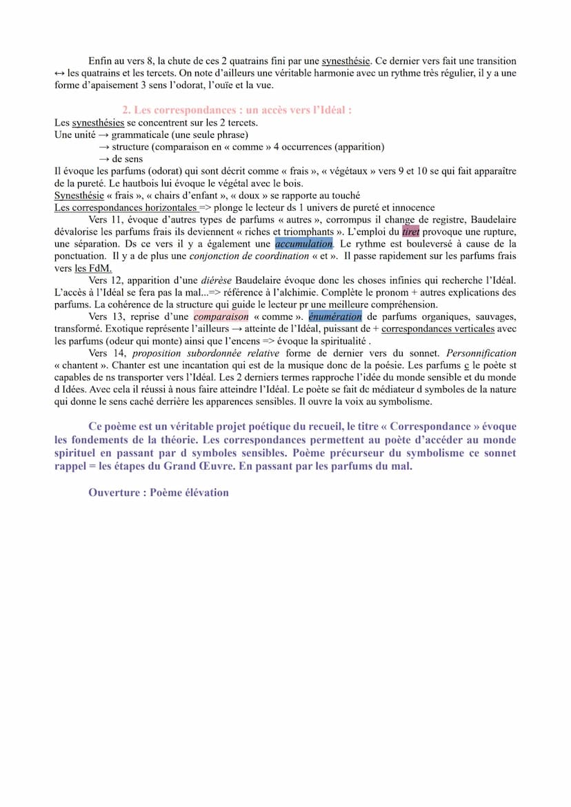 1
5
10
LA n°1 : << Correspondance », Les Fleurs du Mal; Charles
Baudelaire.
Correspondance
La Nature est un temple où de vivants piliers
Lai