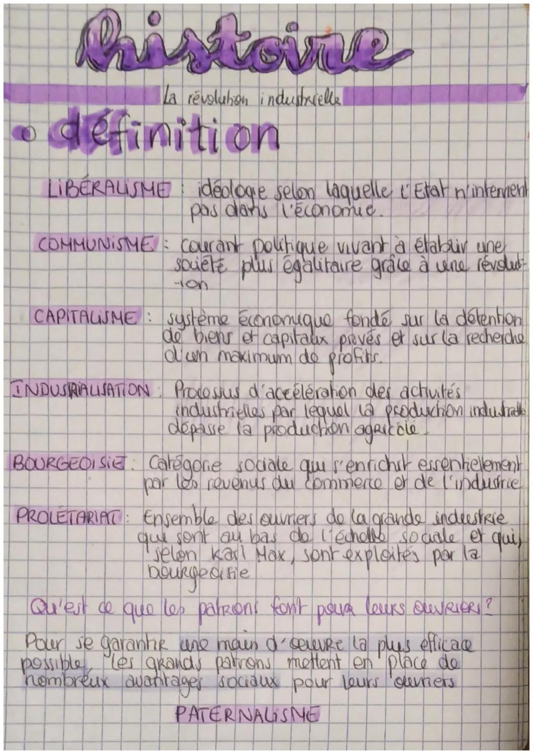 # histoire

La révolution industrielle

• définition

LIBÉRALISME: idéologie selon laquelle &'Etat n'intervent
pas dans l'économie.

COMMUNI