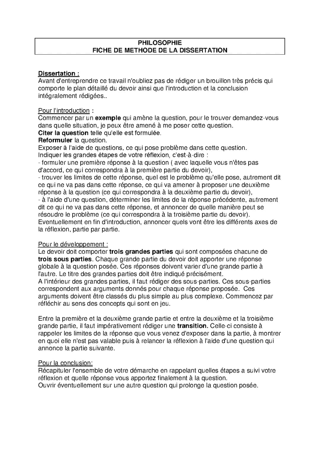Méthodologie Dissertation Philosophie Terminale PDF - Exemple, Sujet corrigé