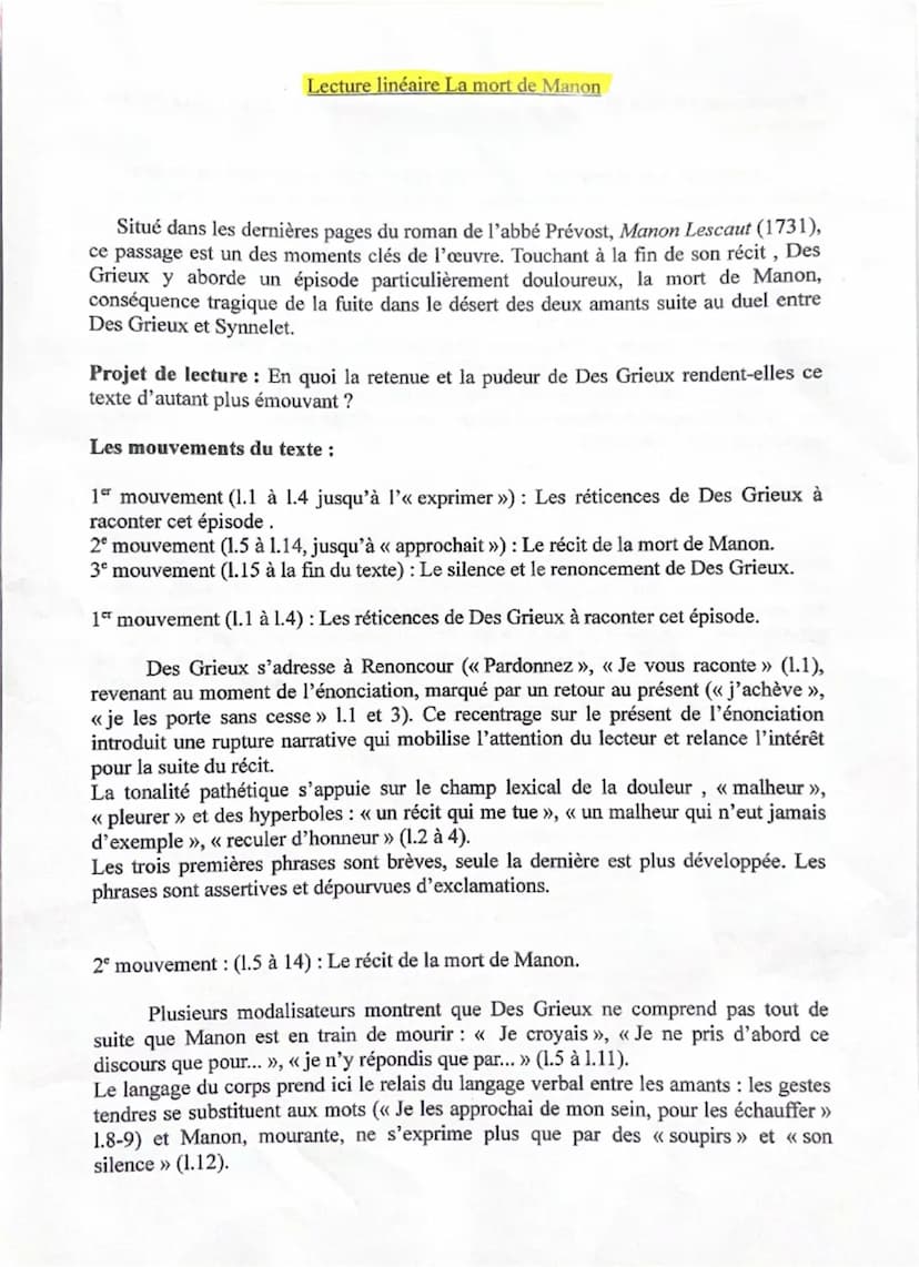 1. Infortune: malheur.
2. Rigoureusement:
sévèrement.
3. Languissante:
triste, morose.
La mort de Manou
Pardonnez, si j'achève en peu de mot