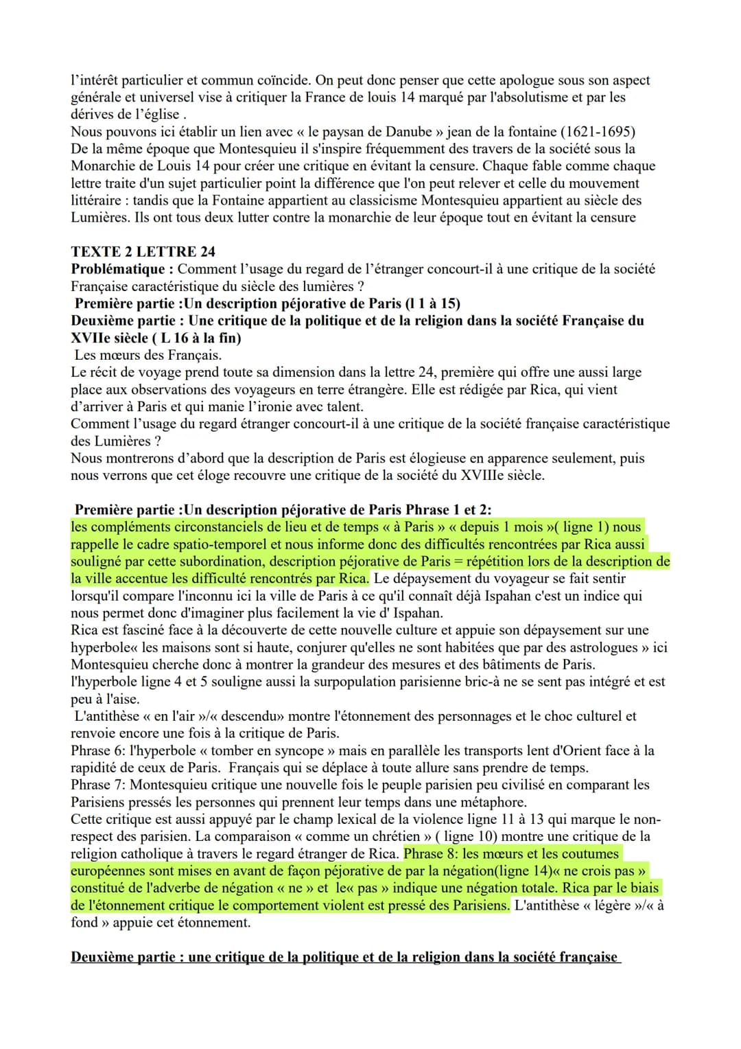FICHE de français
littérature d'idées : lettres persanes (lettres 12, 24, 161+ discours de la servitude
volontaire
théâtre : juste la fin du