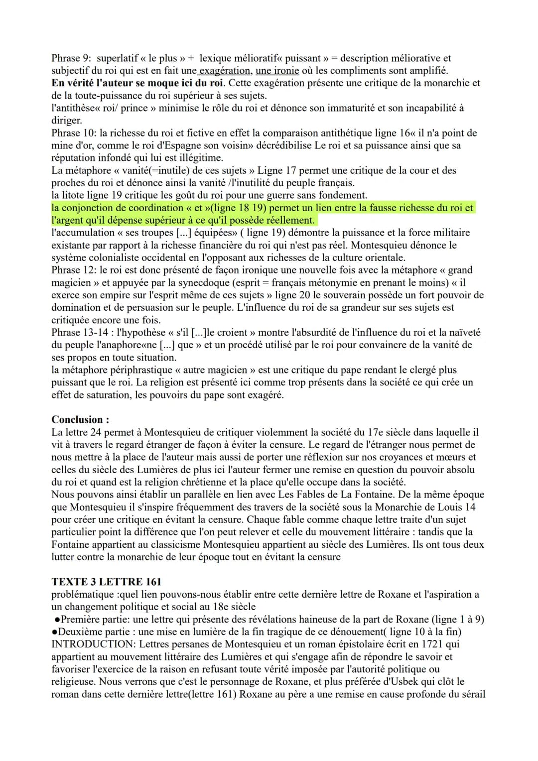 FICHE de français
littérature d'idées : lettres persanes (lettres 12, 24, 161+ discours de la servitude
volontaire
théâtre : juste la fin du