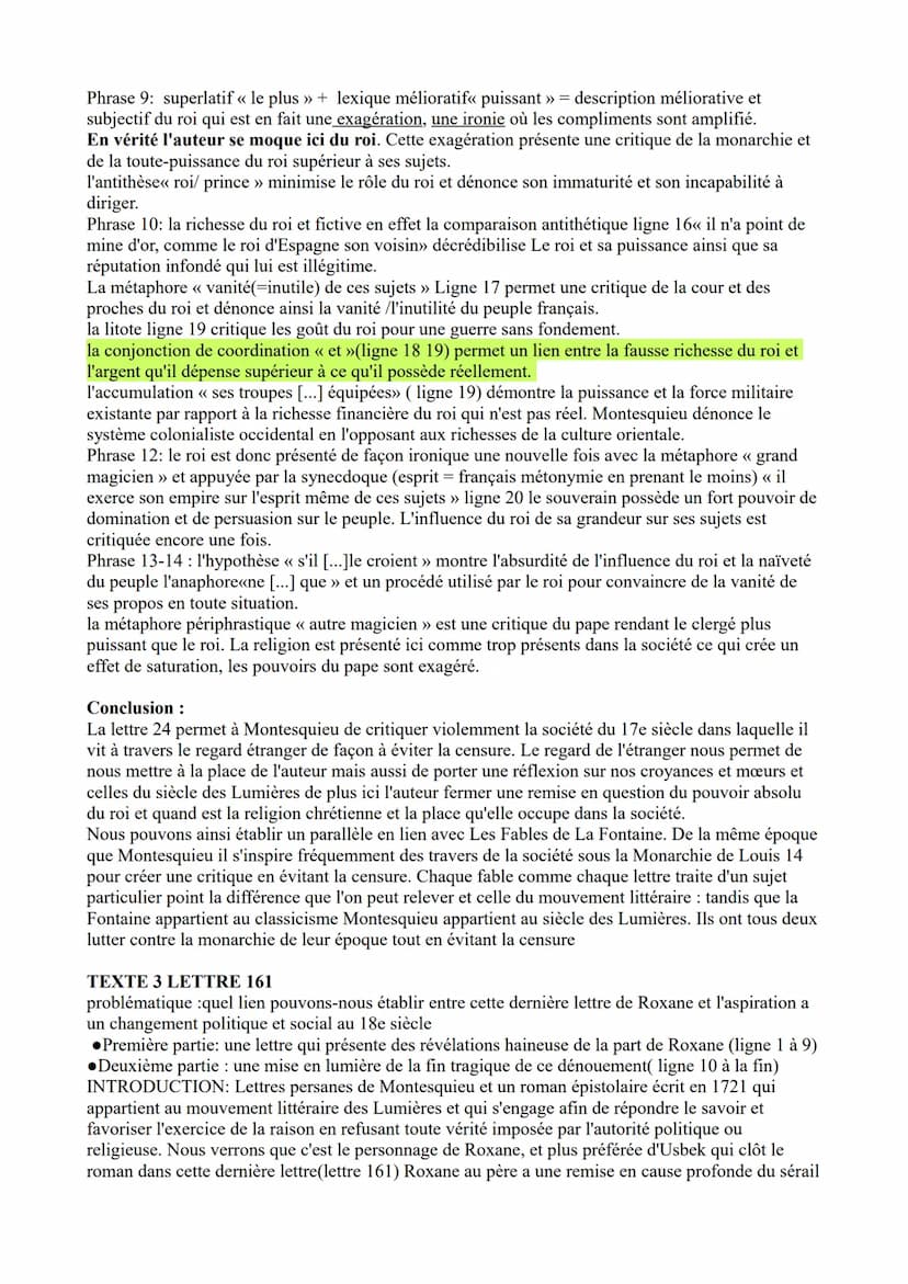 FICHE de français
littérature d'idées : lettres persanes (lettres 12, 24, 161+ discours de la servitude
volontaire
théâtre : juste la fin du