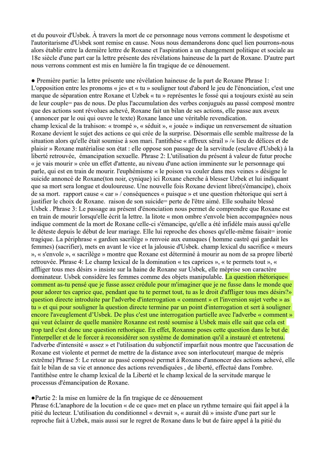 FICHE de français
littérature d'idées : lettres persanes (lettres 12, 24, 161+ discours de la servitude
volontaire
théâtre : juste la fin du