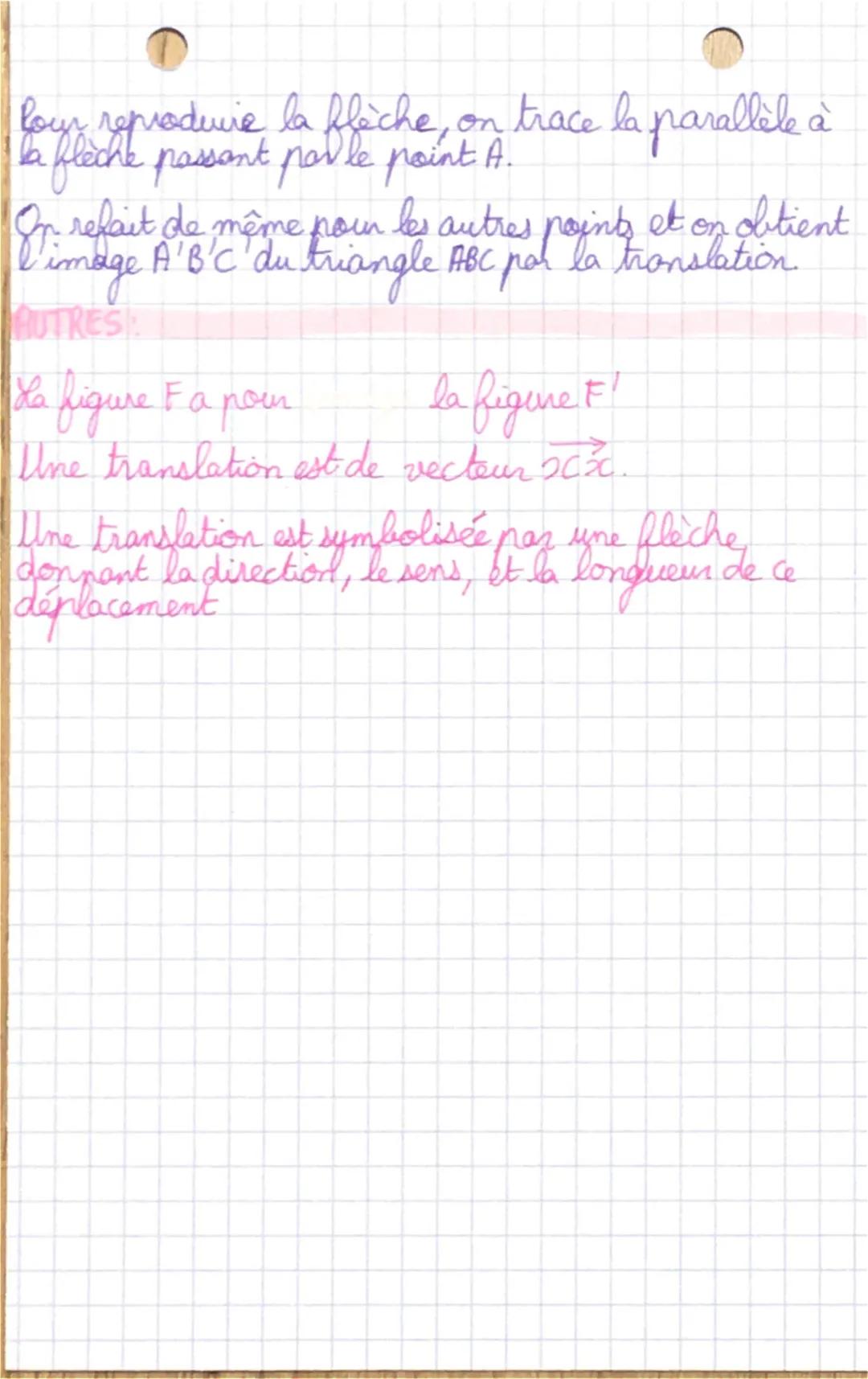 DEFINITIONS:
Translation: Une translation est unglissement fam
déplacement avec une direction donnée, un sens
donné, une longueur donnée
PRO