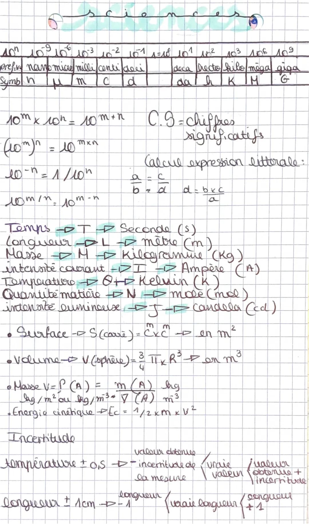 convertion physiques et puissance de 10