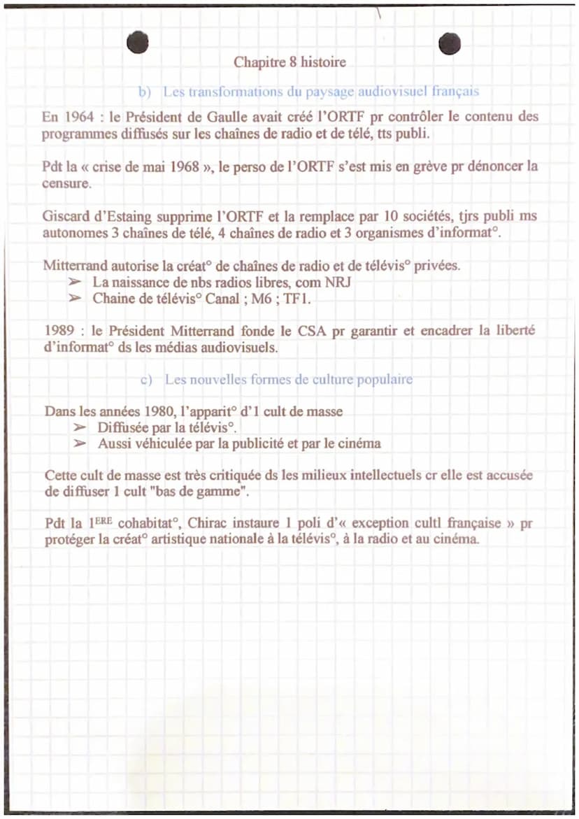 Chapitre 8 histoire
La France de 1974 à 1988: un tournant culturel, politique et social
Intro :→→ L'entrée de la France ds la crise éco des 