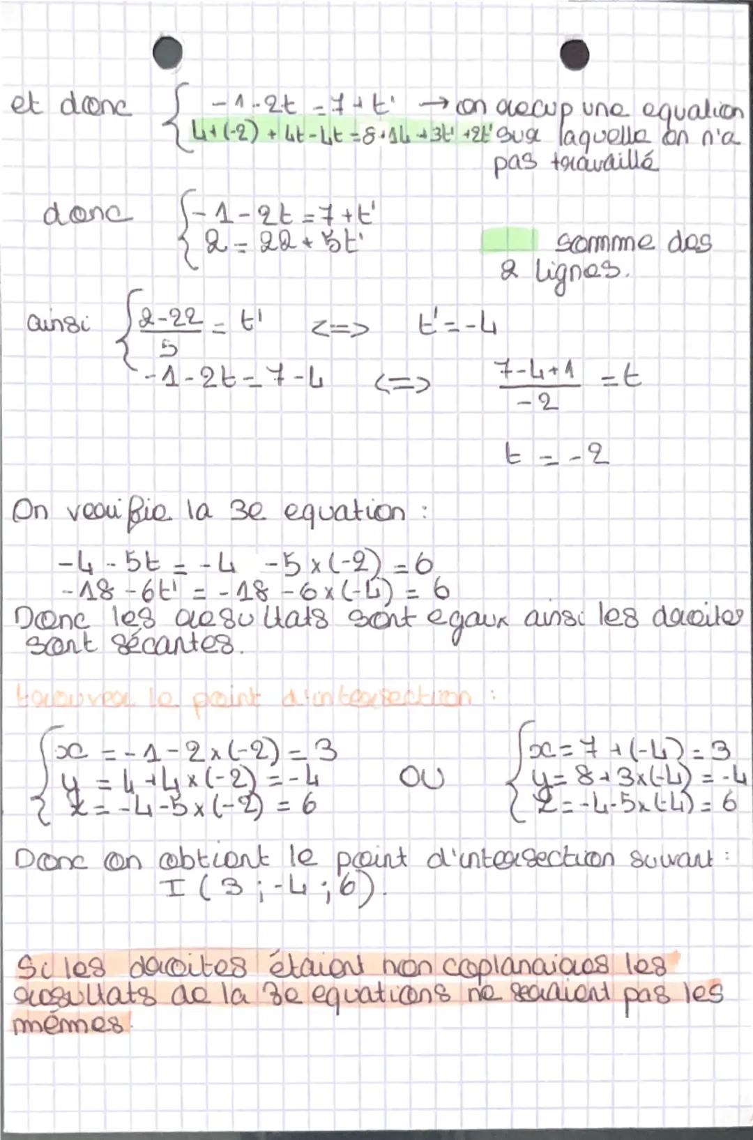 --- OCR Start ---
H
ATHS
Representations paramétriques :
→ donner une représentation paramétrique
d'une droite parallèle à une autre et pass