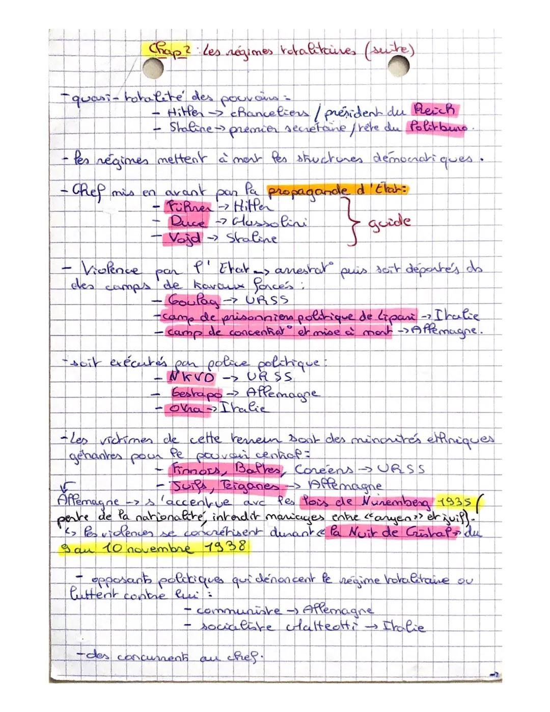 Chap 2: Les regimes totalitaires-

regime totalitaire: C'est un type de régime politique
dichatarial caractérise par un panti unique, de
idé