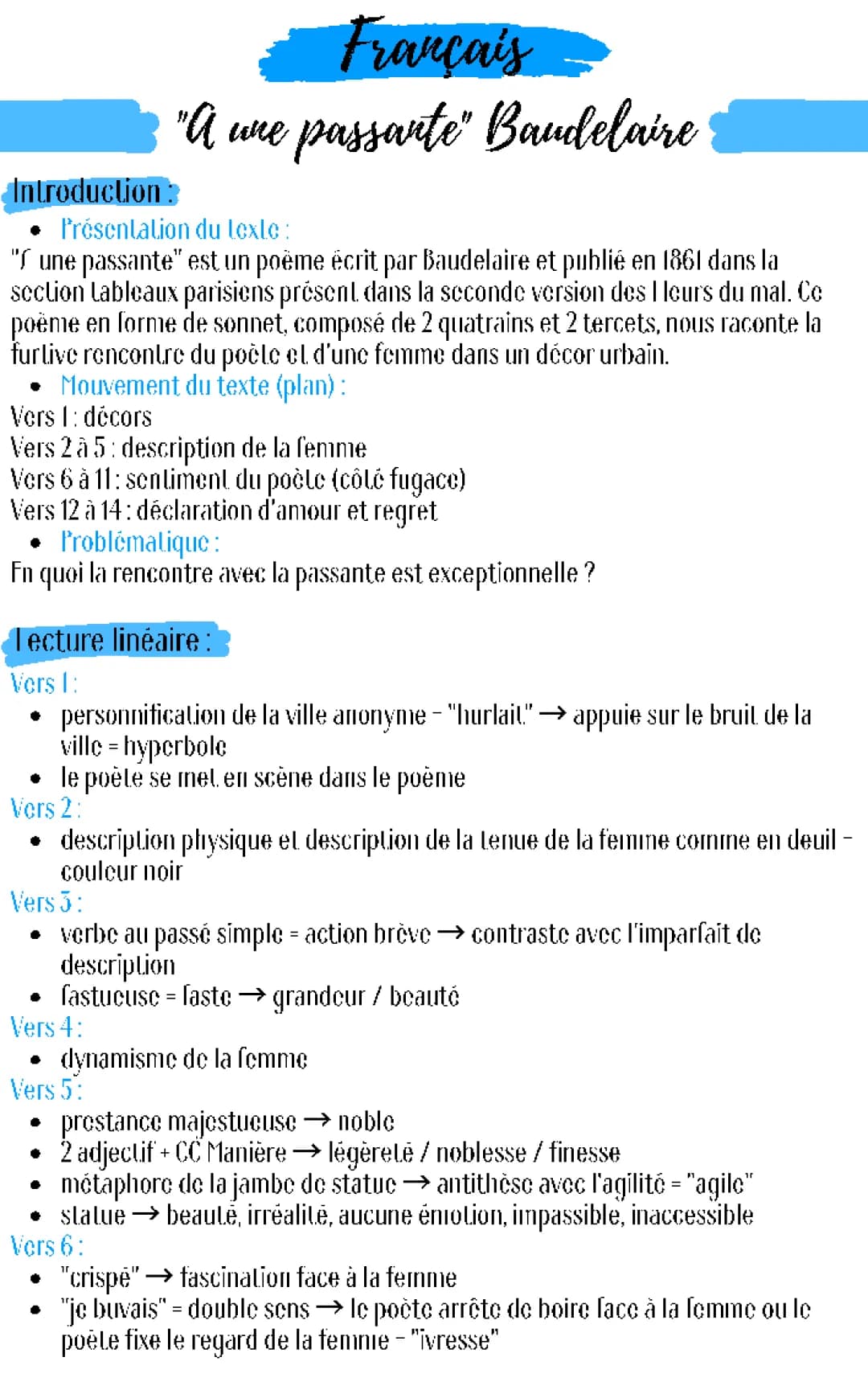 "A une passante" de Baudelaire