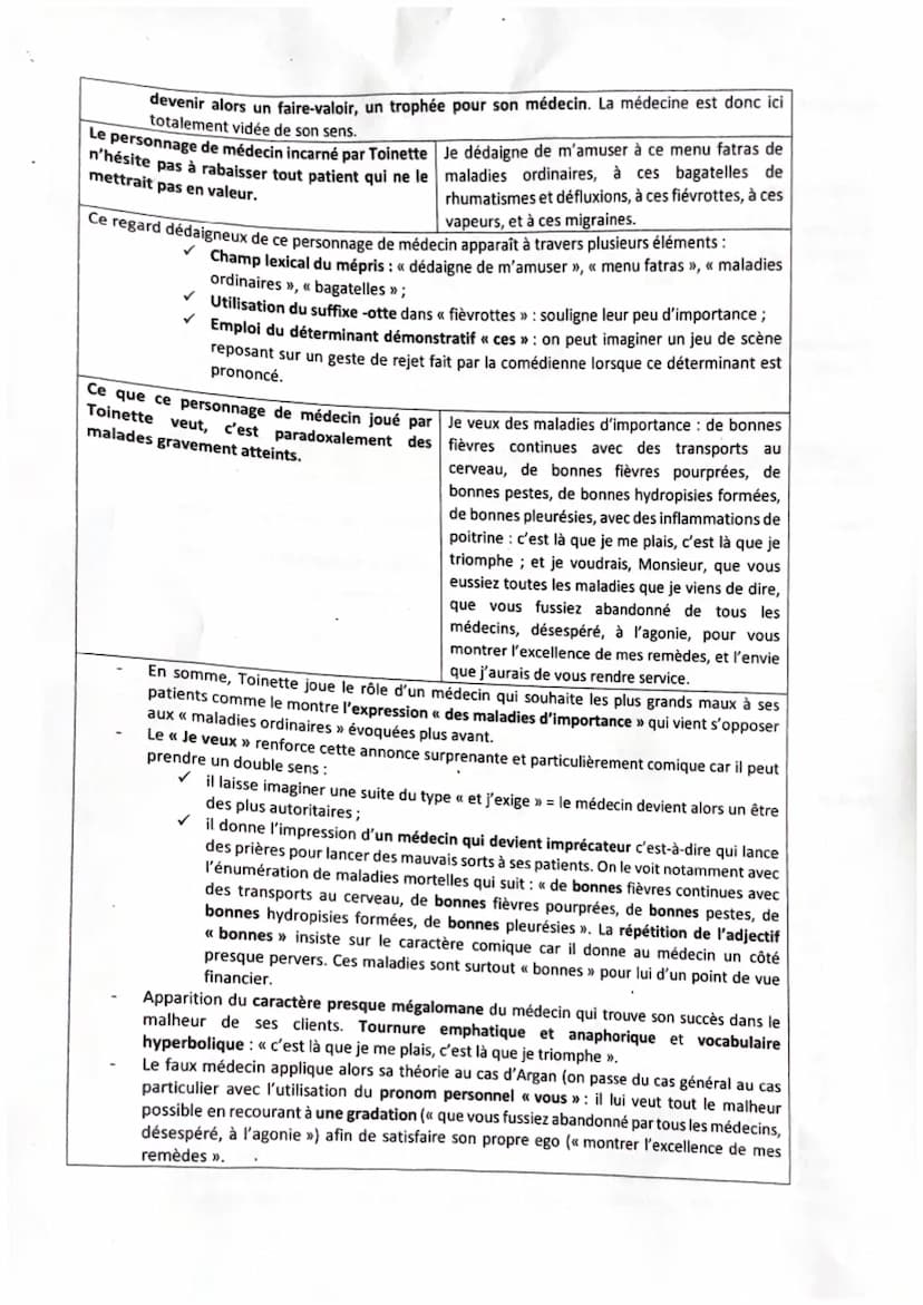 Parcours: Spectacle et comédie
Texte 8 : Molière, Le Malade imaginaire, acte III, scène 10
5
TOINETTE. - Je suis médecin passager', qui vais