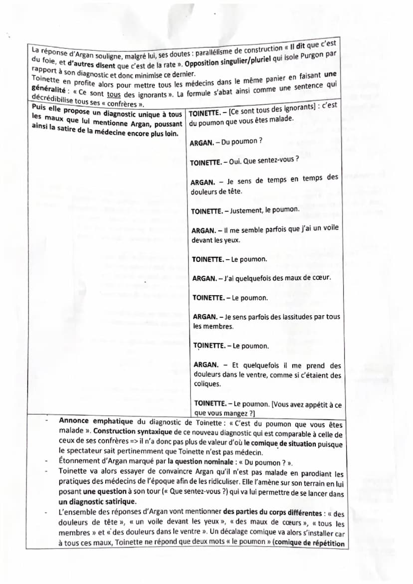 Parcours: Spectacle et comédie
Texte 8 : Molière, Le Malade imaginaire, acte III, scène 10
5
TOINETTE. - Je suis médecin passager', qui vais