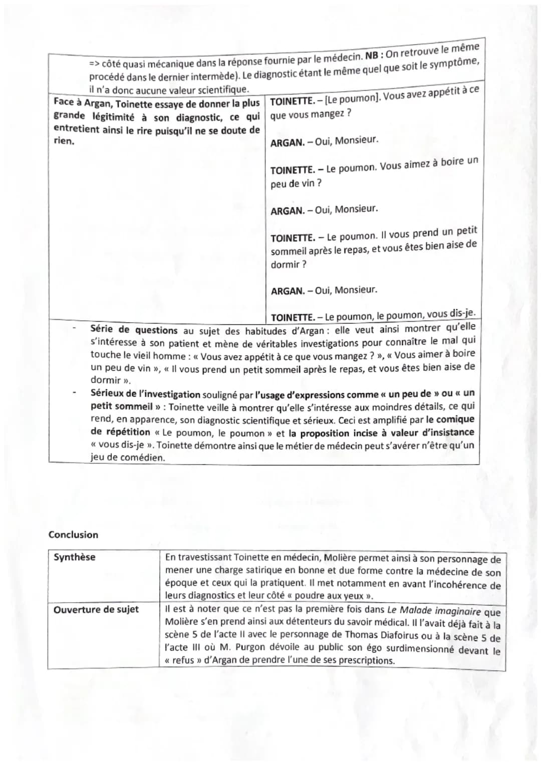 Parcours: Spectacle et comédie
Texte 8 : Molière, Le Malade imaginaire, acte III, scène 10
5
TOINETTE. - Je suis médecin passager', qui vais