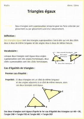 Know Les triangles égaux - 4ème thumbnail