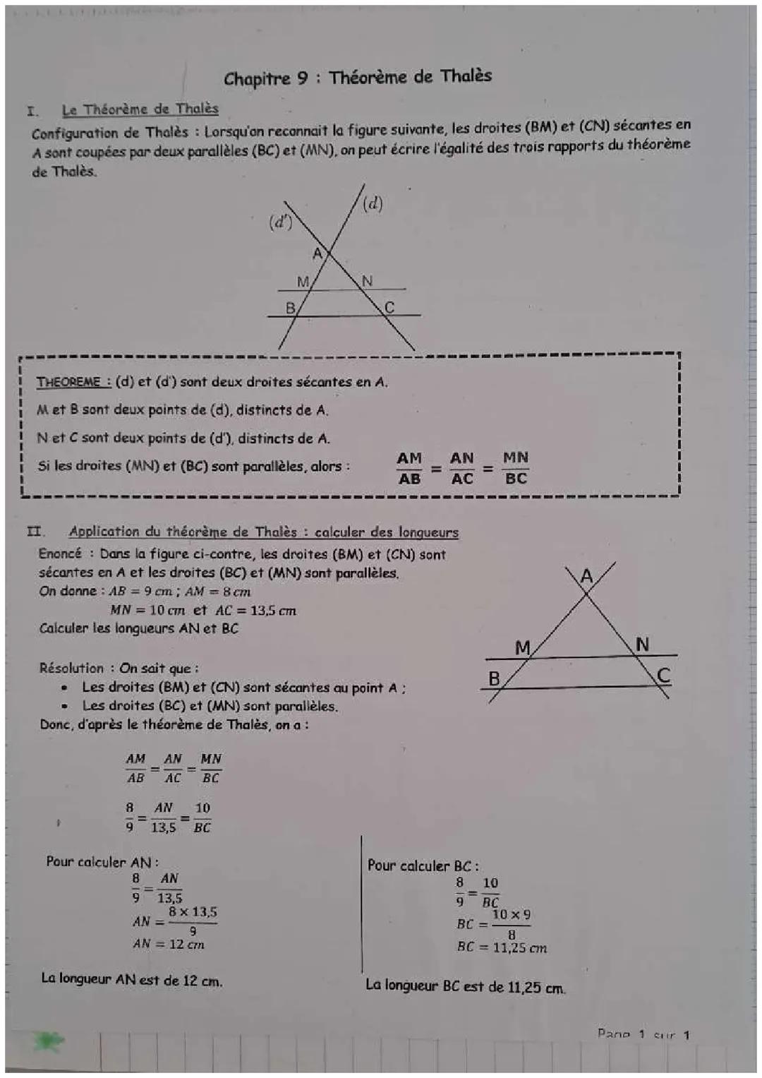 Théorème de Thales