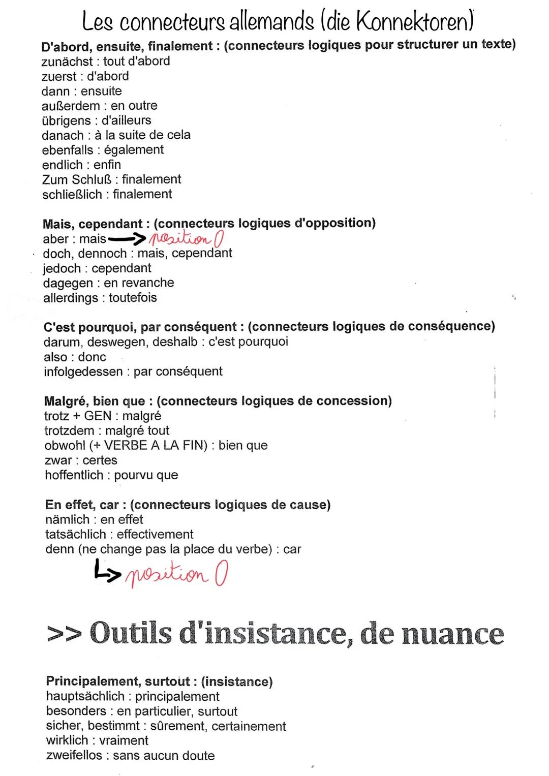 Les Connecteurs allemands