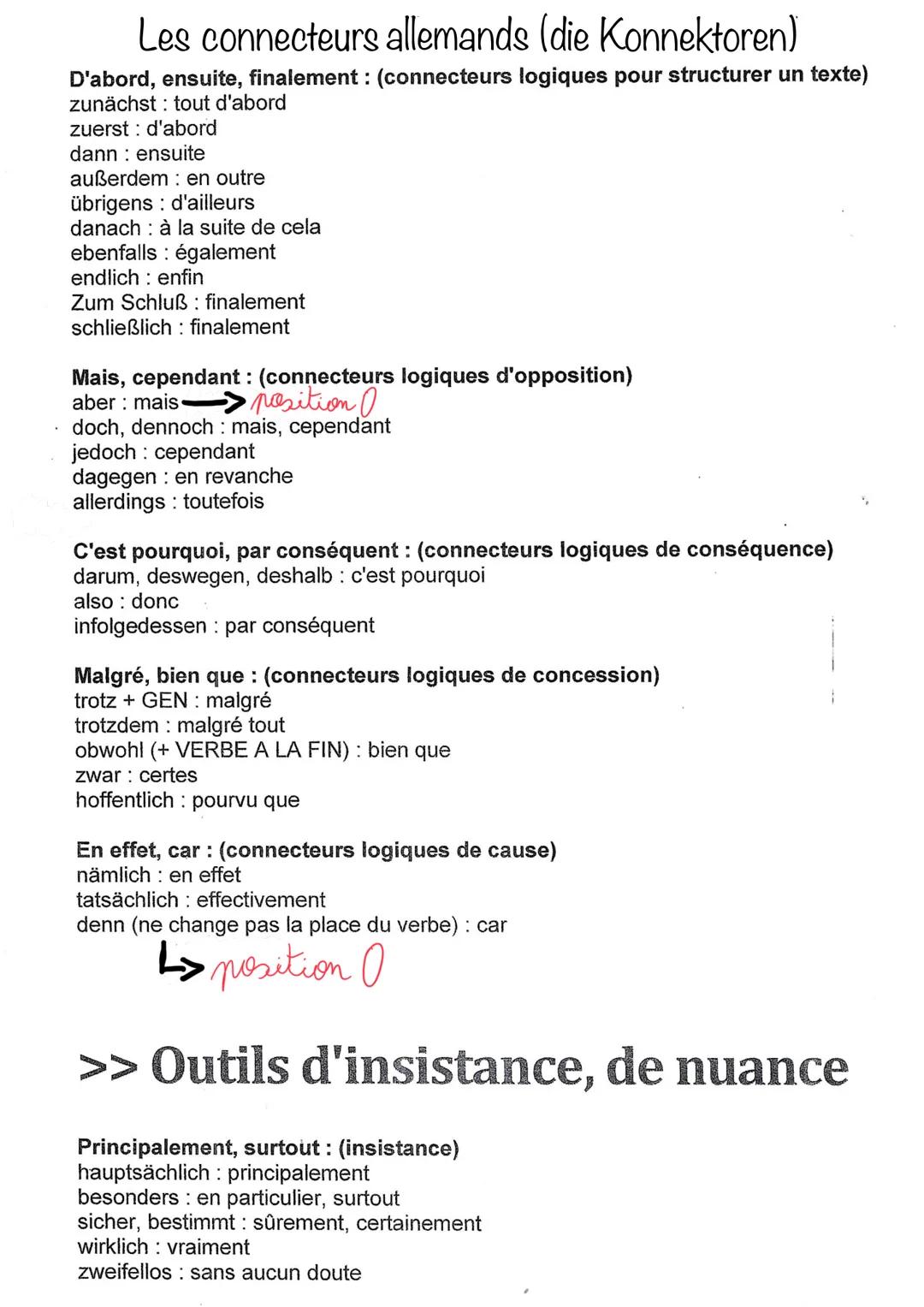 Les connecteurs allemands (die Konnektoren)
D'abord, ensuite, finalement: (connecteurs logiques pour structurer un texte)
zunächst : tout d'