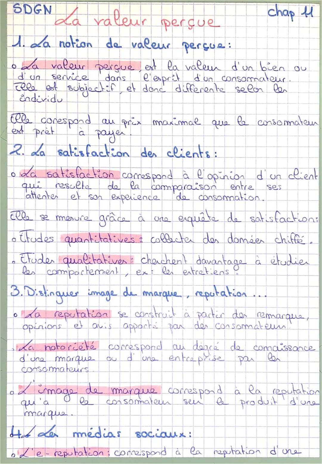 SDGN La valeur
valeur perçue
1. La notion de valeur
perçue:
。La valeur perque, est la valeur d'un bien ou
l'esprit d'un consommateur.
Elle e