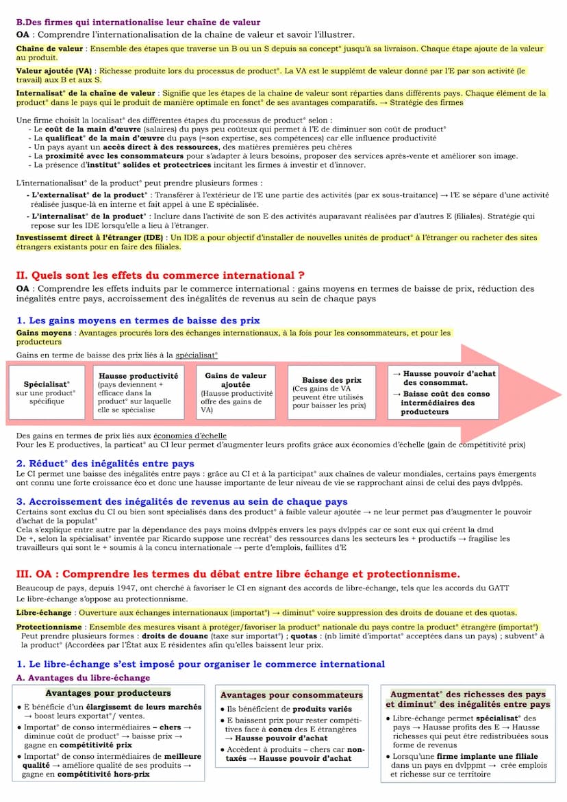 Chapitre 9 Quels sont les fondements du commerce international et de l'internalisation
de la production ?
I. Comment expliquer le commerce i