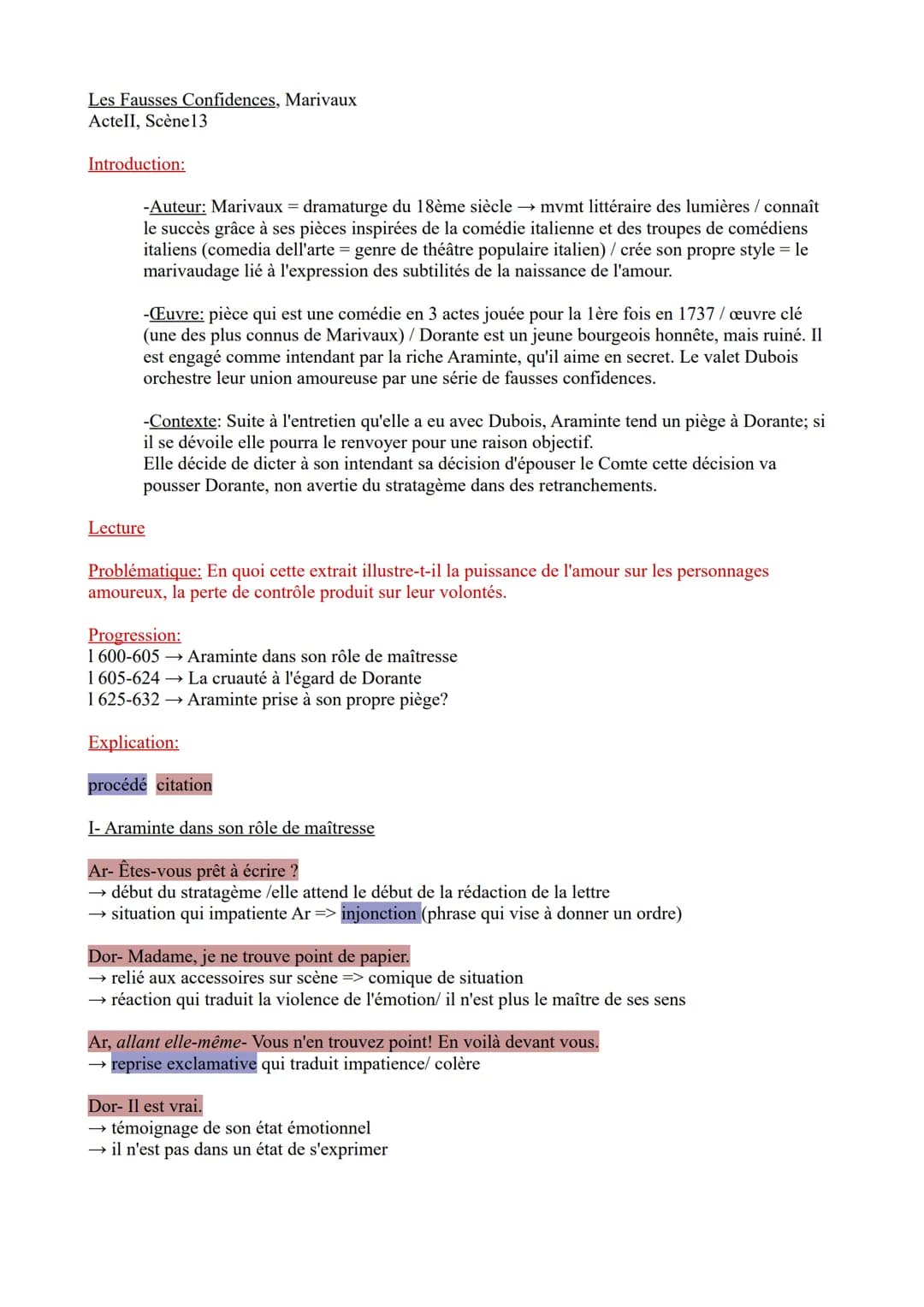 Les Fausses Confidences, Marivaux
Actell, Scène 13
Introduction:
-Auteur: Marivaux = dramaturge du 18ème siècle →→ mvmt littéraire des lumiè