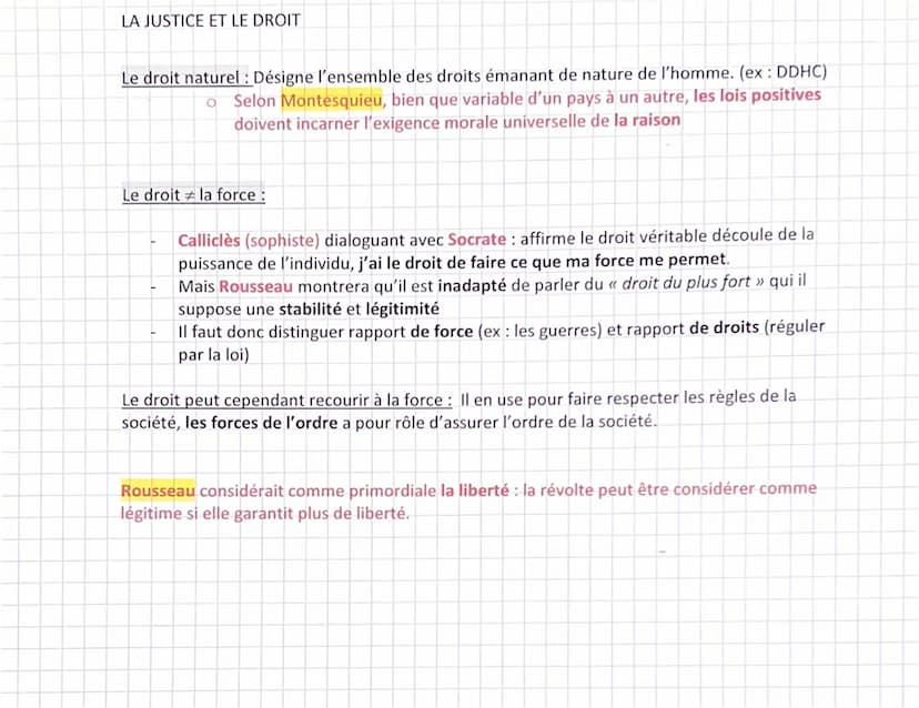 LA JUSTICE ET LE DROIT
On distingue 2 définitions de la justice :
La justice comme institution de l'État (faire La justice comme valeur mora