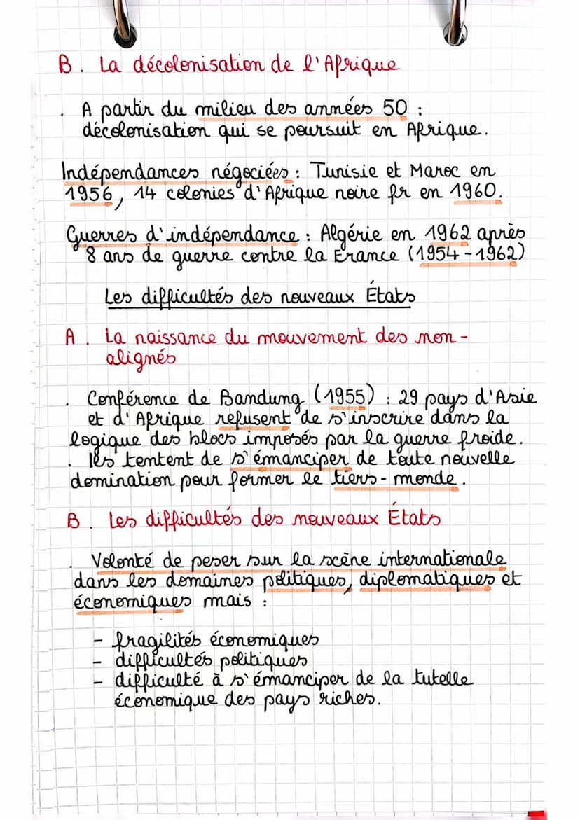 » La décolonisation
A
histoire
A
Des puissances coloniales affaiblies
Un contexte d'après-guerre Paverable aux
indépendances
Affaiblissement