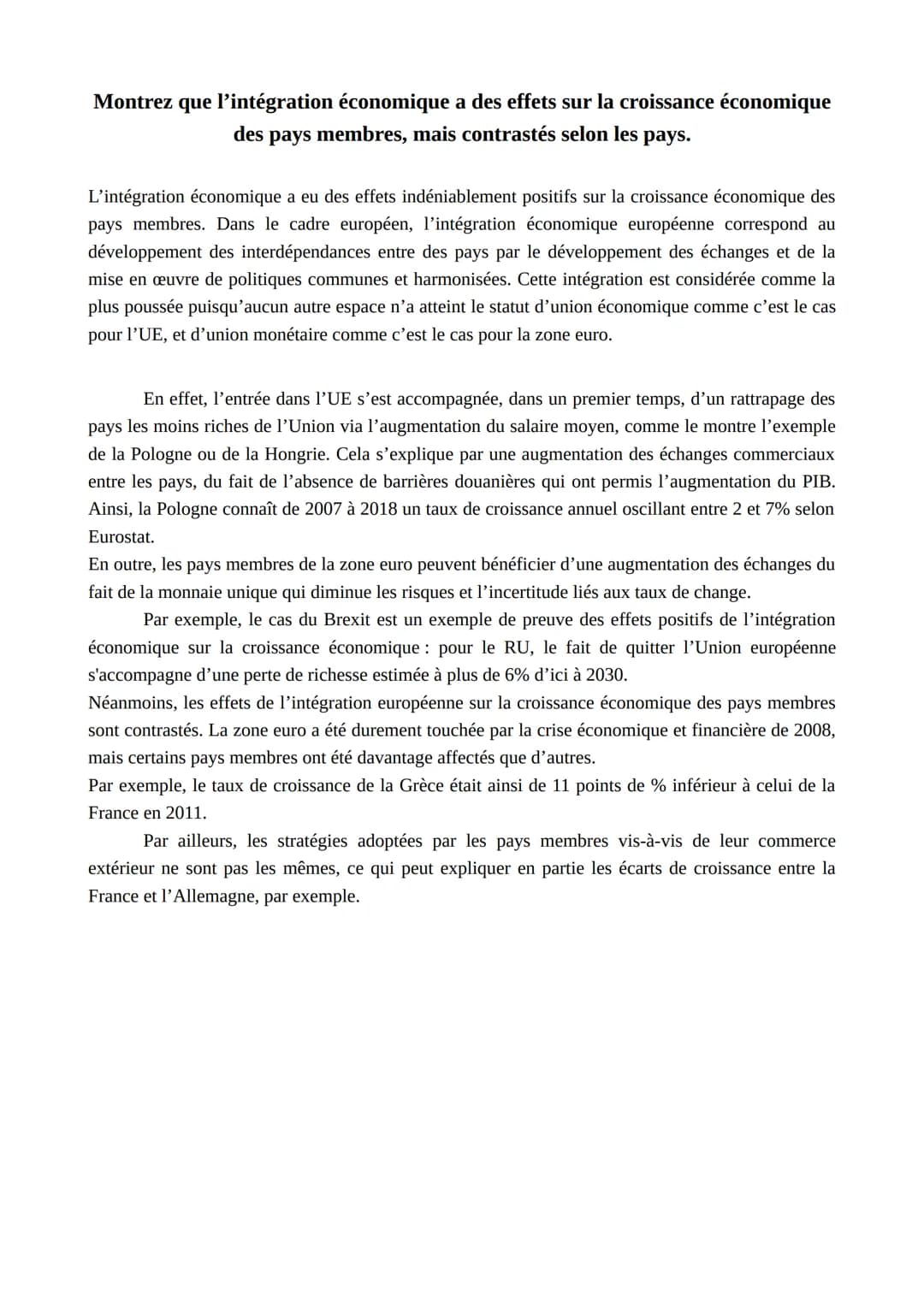 Montrer que la création de l'euro a permis d'approfondir l'intégration
européenne.
L'intégration européenne désigne le développement des int