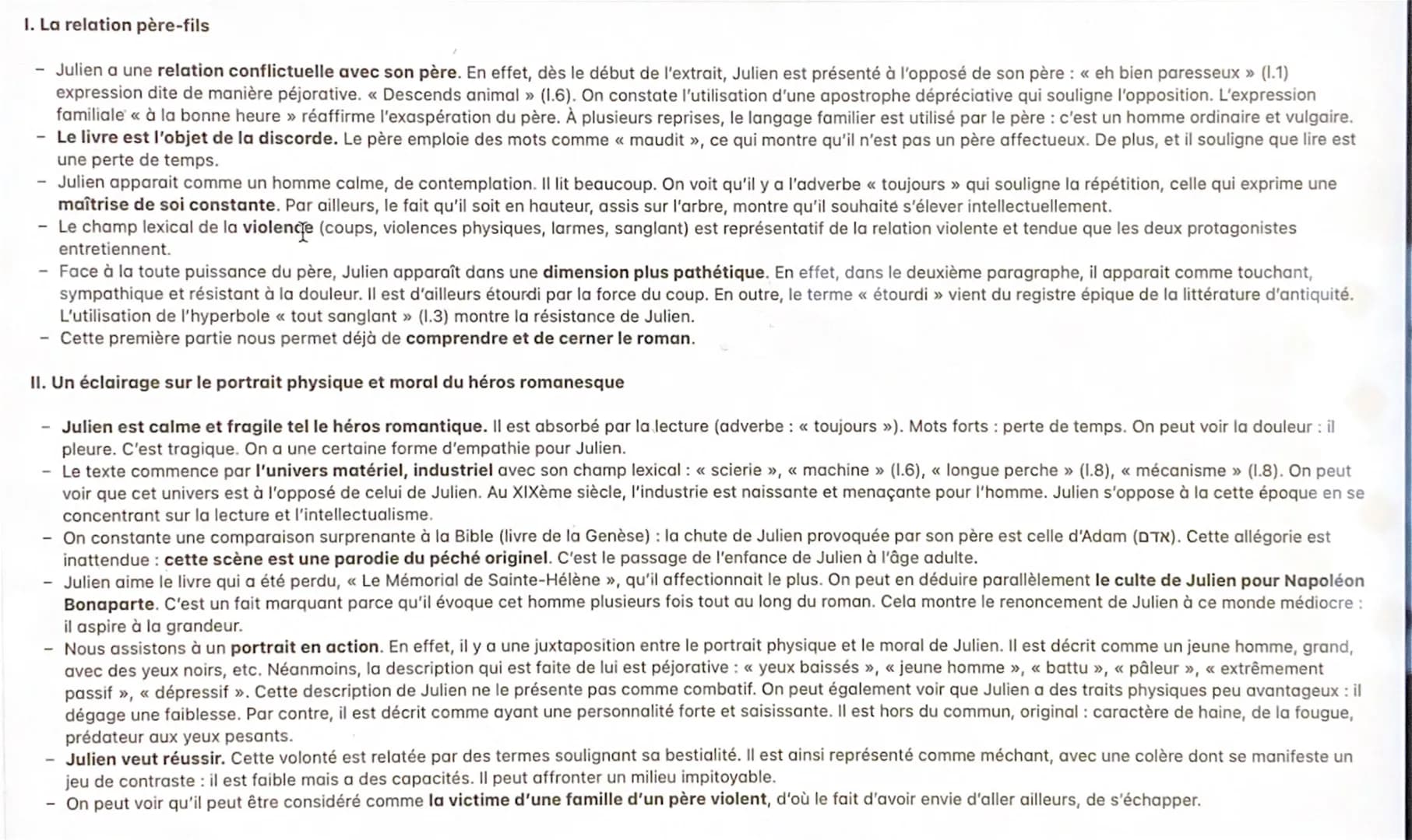 I. La relation père-fils
Julien a une relation conflictuelle avec son père. En effet, dès le début de l'extrait, Julien est présenté à l'opp